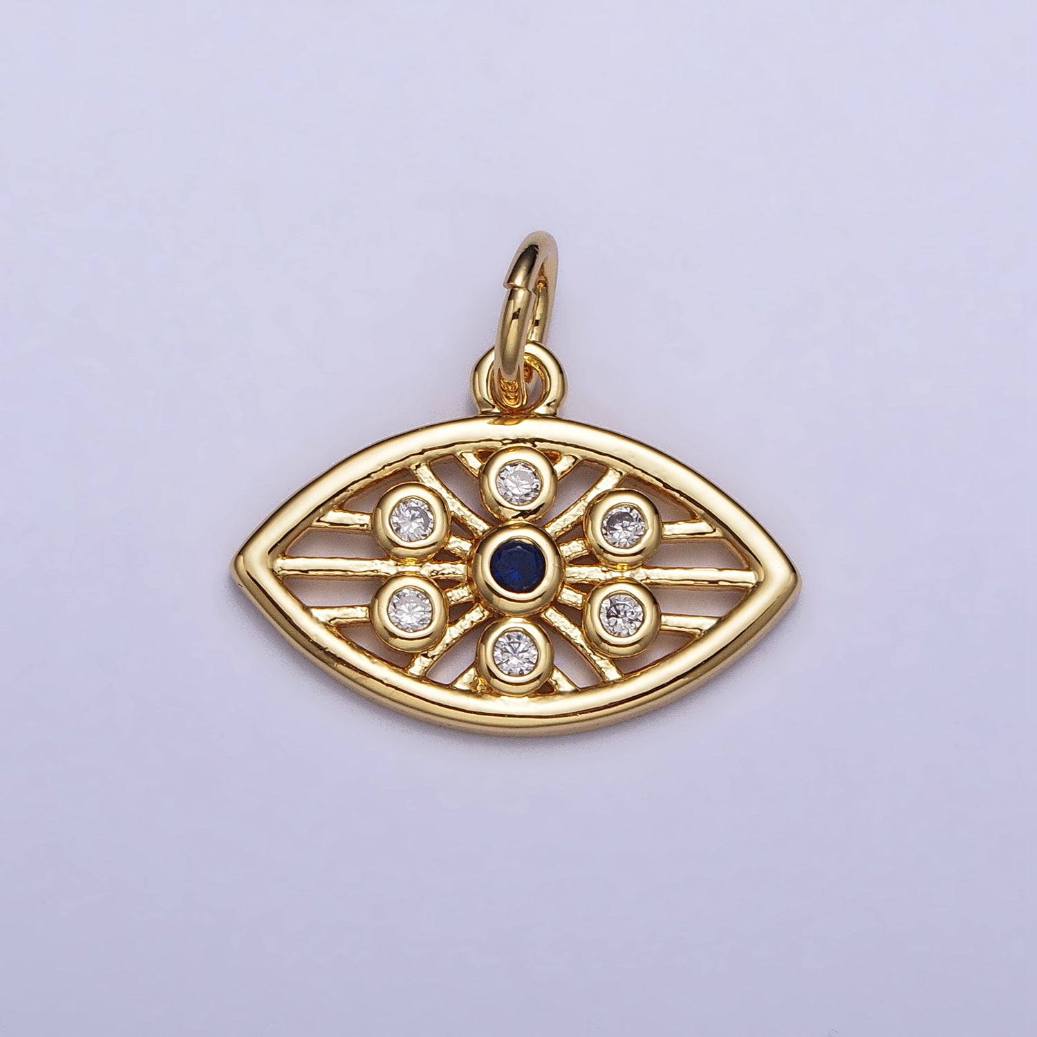 Gold, Silver Blue-Eyed Round CZ Evil Eye Add-On Protection Charm | AC1015 AC1016