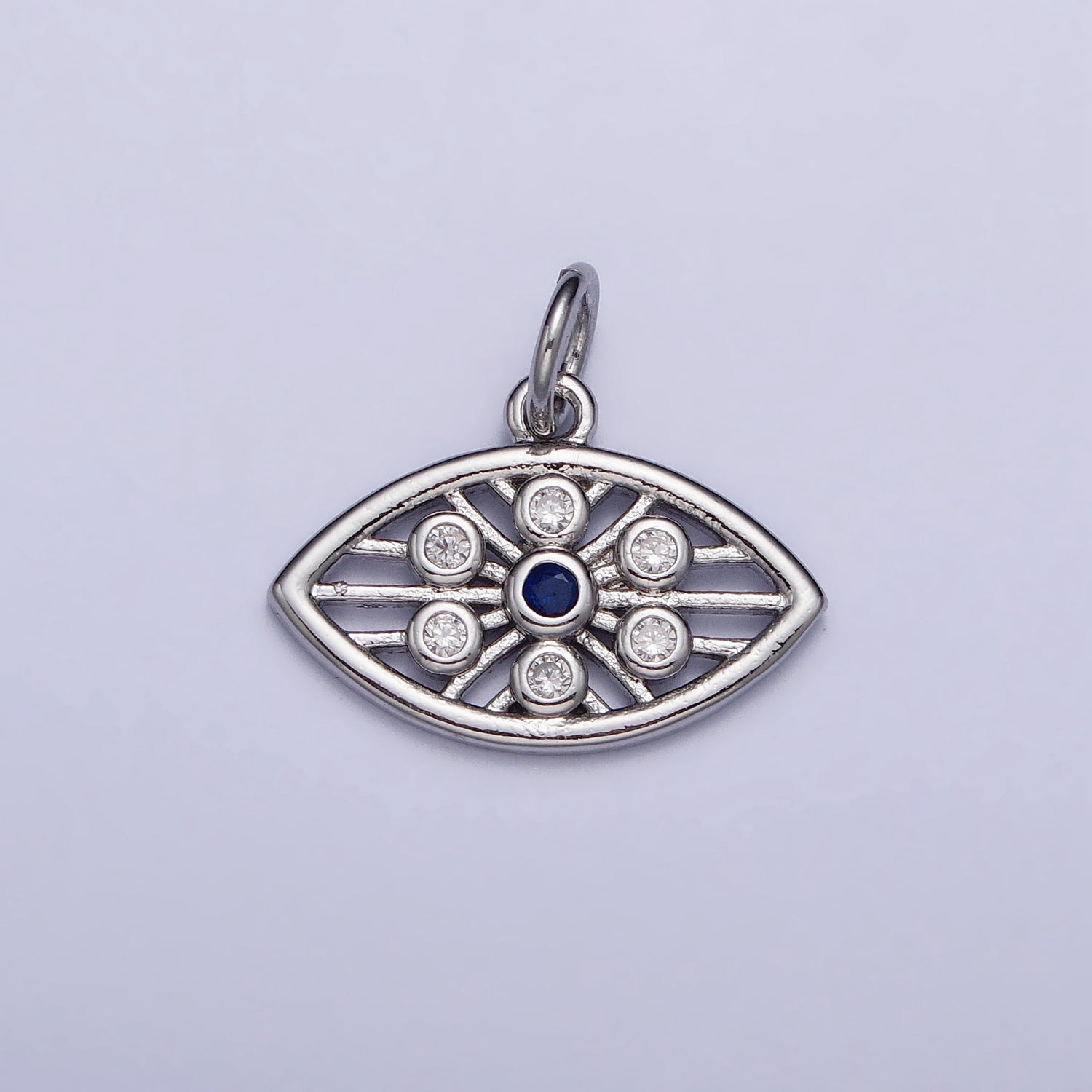 Gold, Silver Blue-Eyed Round CZ Evil Eye Add-On Protection Charm | AC1015 AC1016