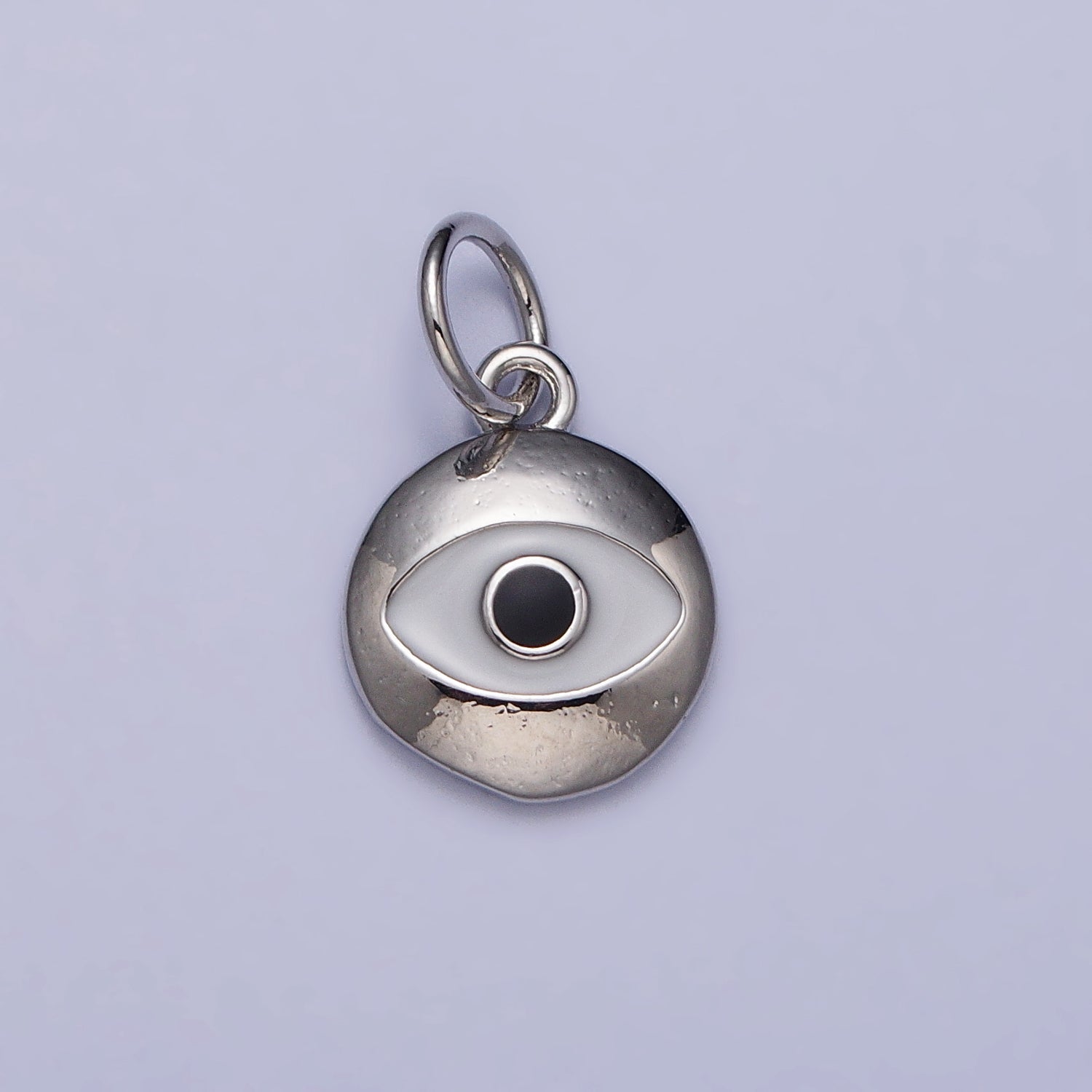 Gold, Silver Black-Eyed Enamel Evil Eye Round Charm | AC1017 AC1018