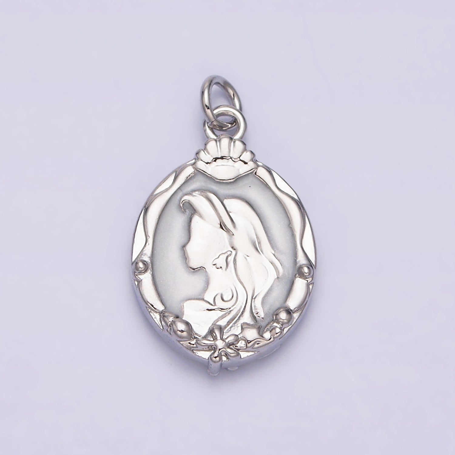 16K Gold Filled Double Sided Princess Mermaid  White, Pink, Blue Sparkly Enamel Charm in Gold & Silver | AC1087 - AC1092