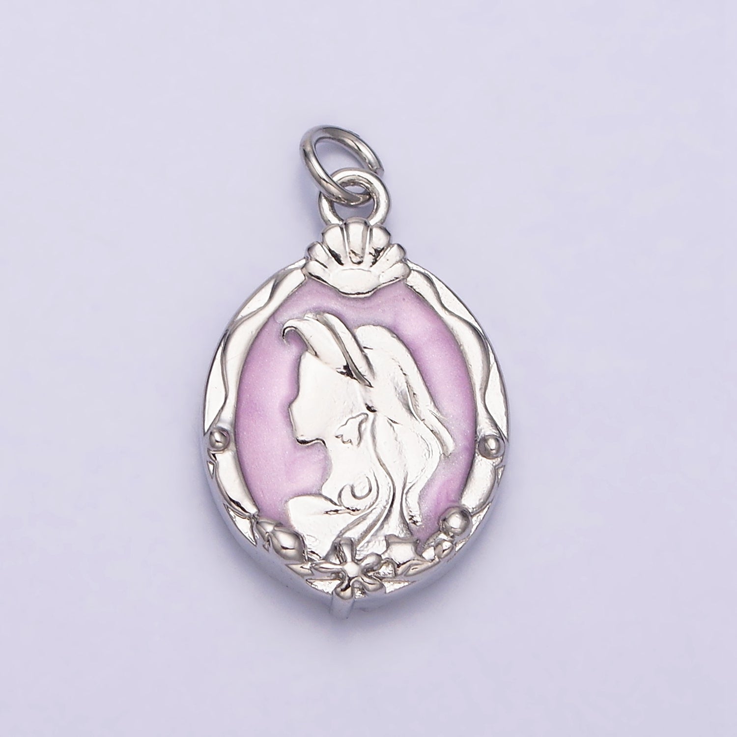 16K Gold Filled Double Sided Princess Mermaid  White, Pink, Blue Sparkly Enamel Charm in Gold & Silver | AC1087 - AC1092