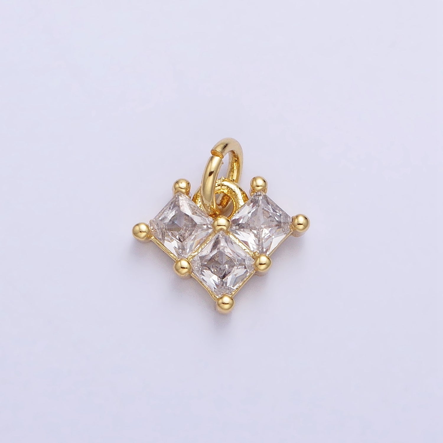 24K Gold Filled Clear, Pink Heart CZ Cubic Zirconia Add-On Charm | AC452 AC453