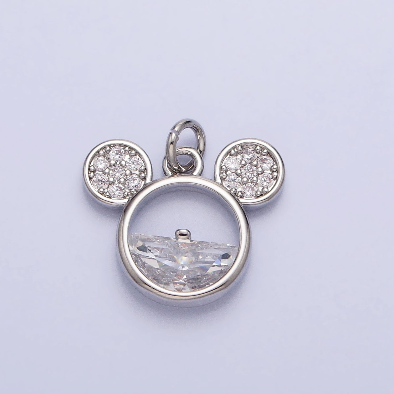 Gold, Silver Triple Round Mouse Micro Paved Clear CZ Charm | AC741 AC742