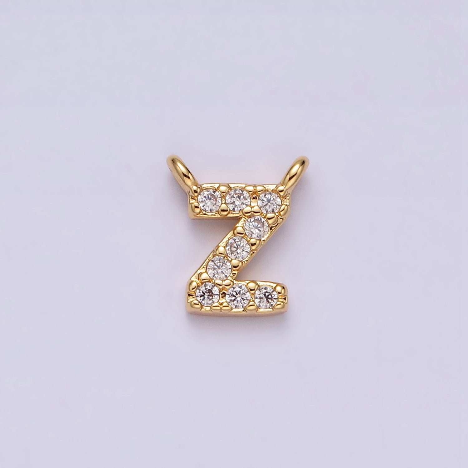 16K Gold Filled A-Z Initial Letter Micro Paved CZ Top Loop Personalized Connector | A-585-A-597