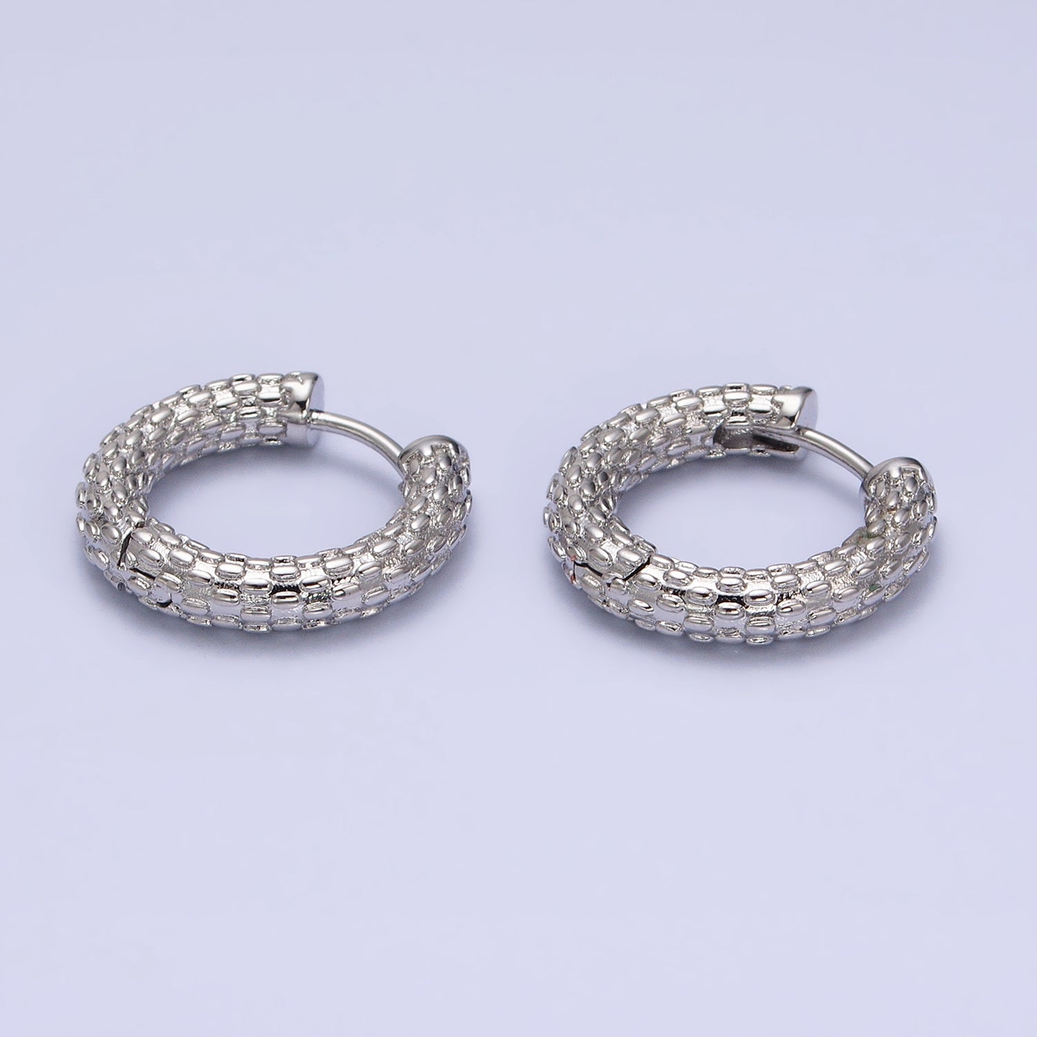 16K Gold Filled Dotted Textured 20.5mm Endless Hoop Earrings in Gold & Silver | AD885 AD886