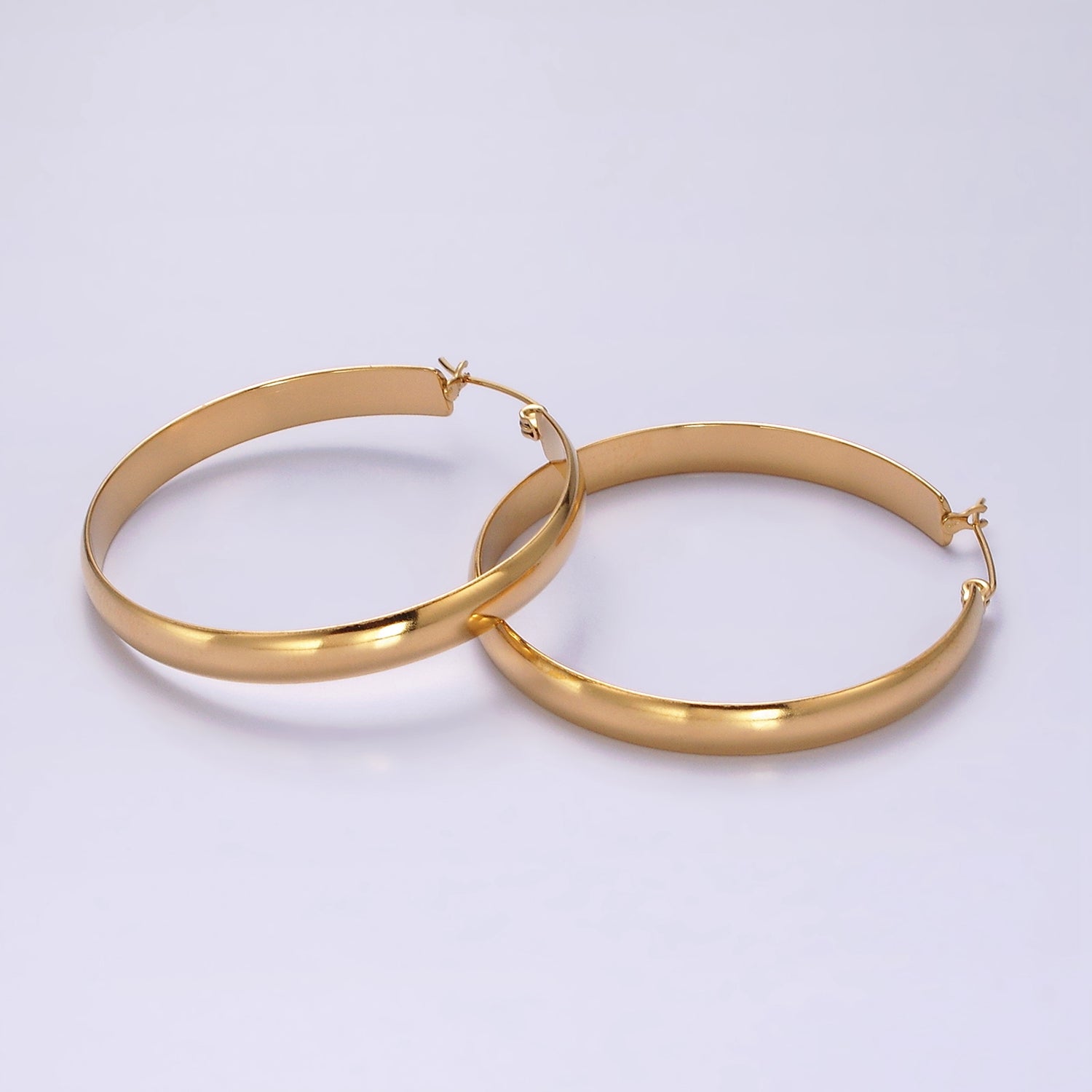 Stainless Steel 35mm, 45mm, 55mm Minimalist Thin Wide Latch Hoop Earrings | AE229 - AE234 - DLUXCA