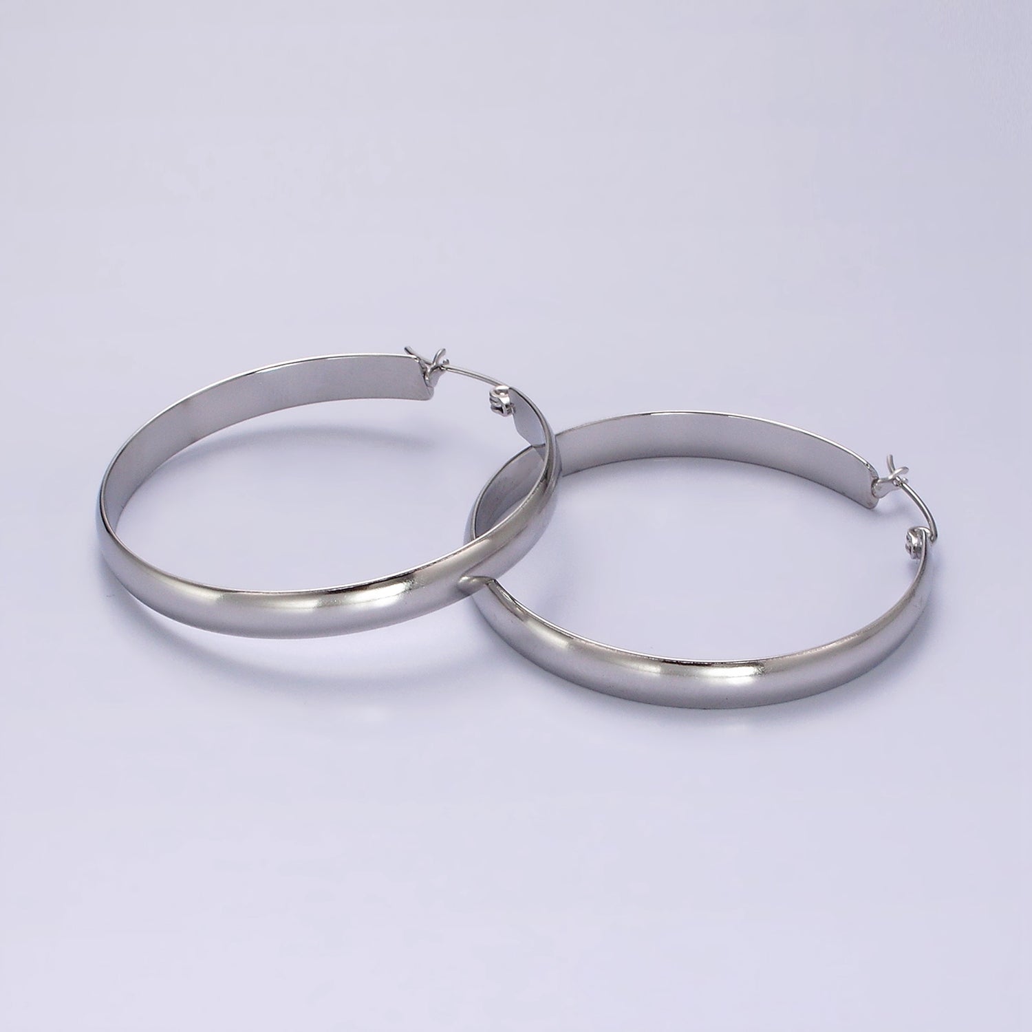 Stainless Steel 35mm, 45mm, 55mm Minimalist Thin Wide Latch Hoop Earrings | AE229 - AE234 - DLUXCA