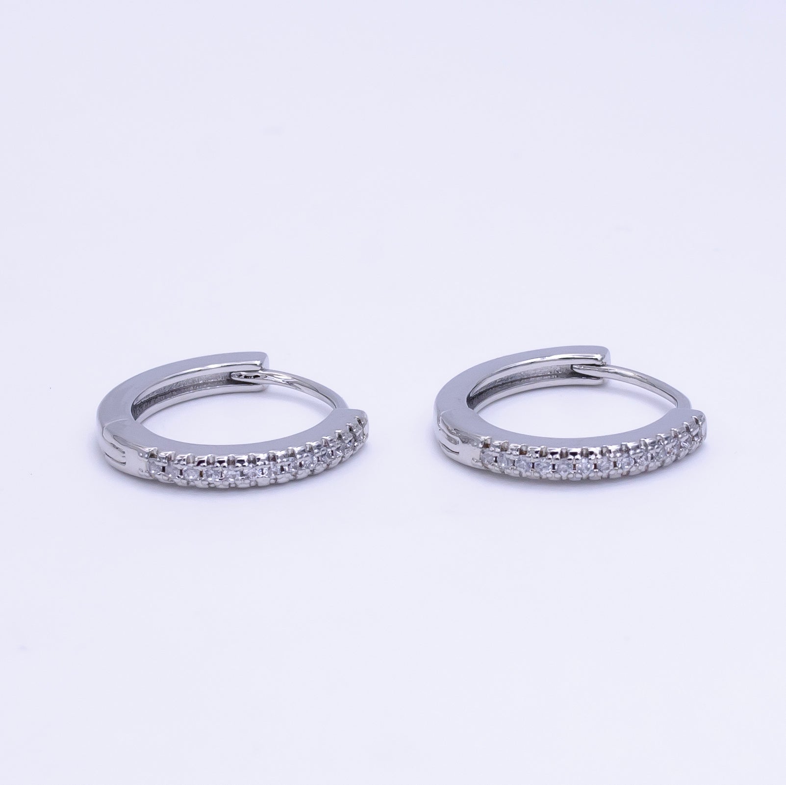 24K Gold Filled Micro Paved CZ Huggie Hoop Earring in Gold & Silver | AE-617