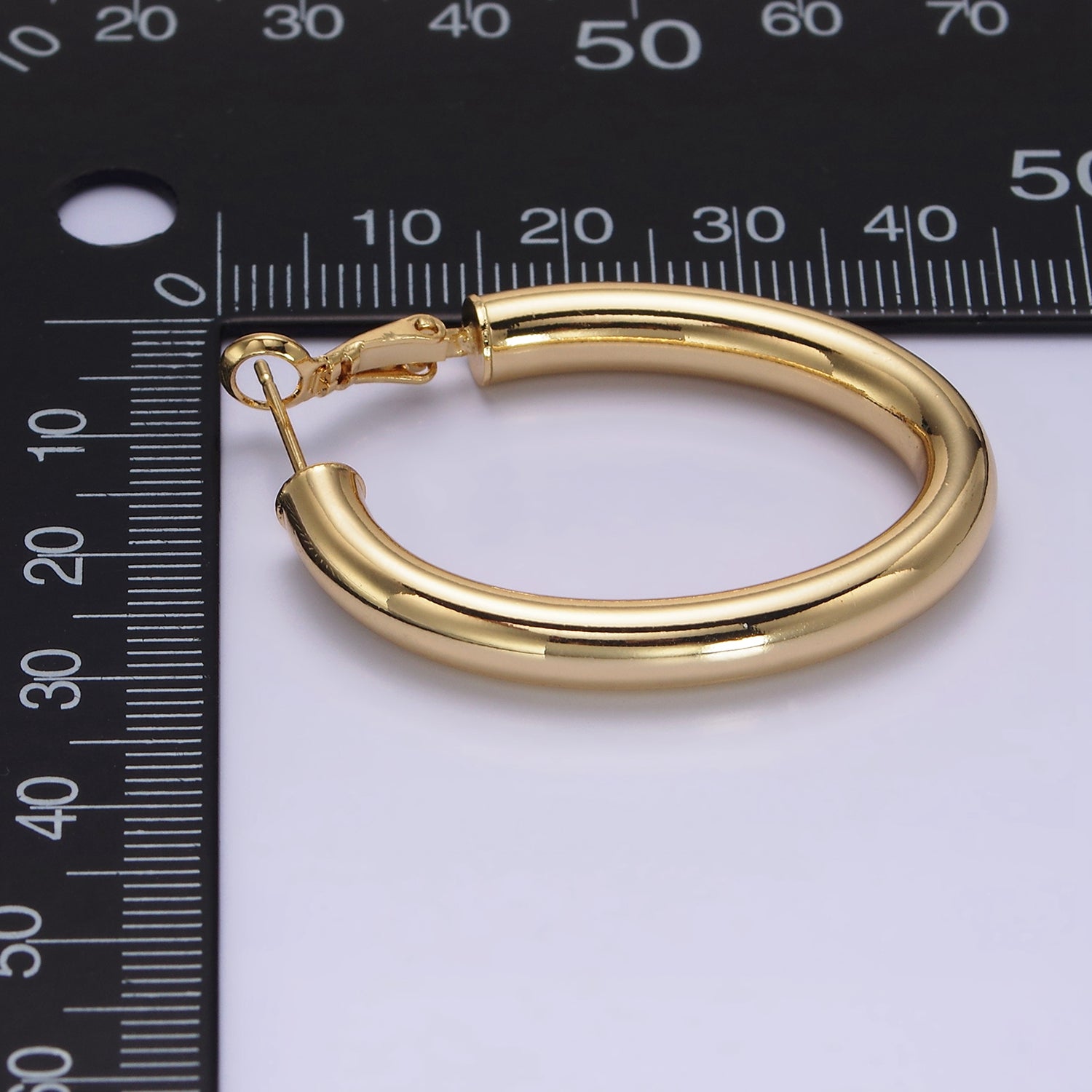 14K Gold Filled 45mm Chubby Oblong Hinge Hoop Earrings in Gold & Silver | AE096 AE097 - DLUXCA