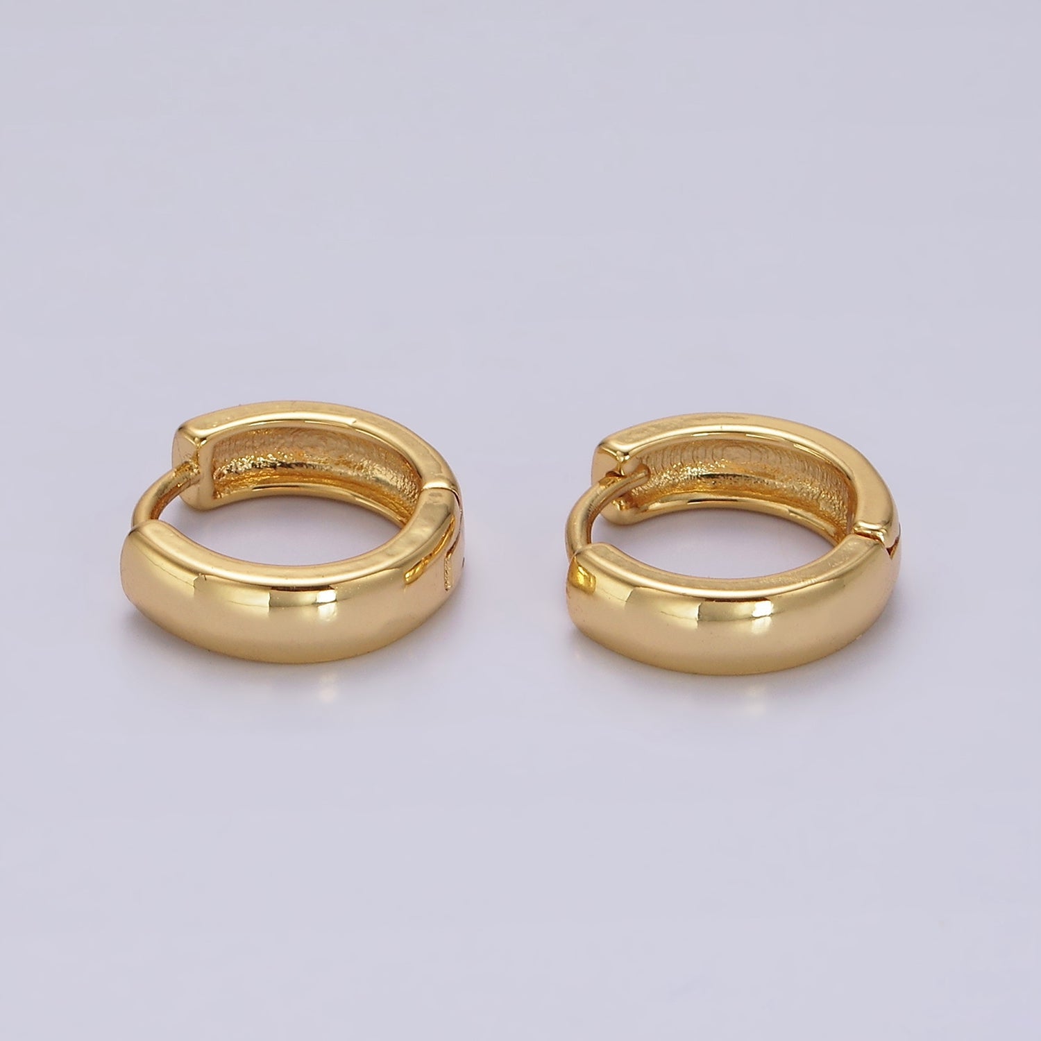 14K Gold Filled 13mm Minimalist Flat Huggie Earrings | AE1009 - DLUXCA