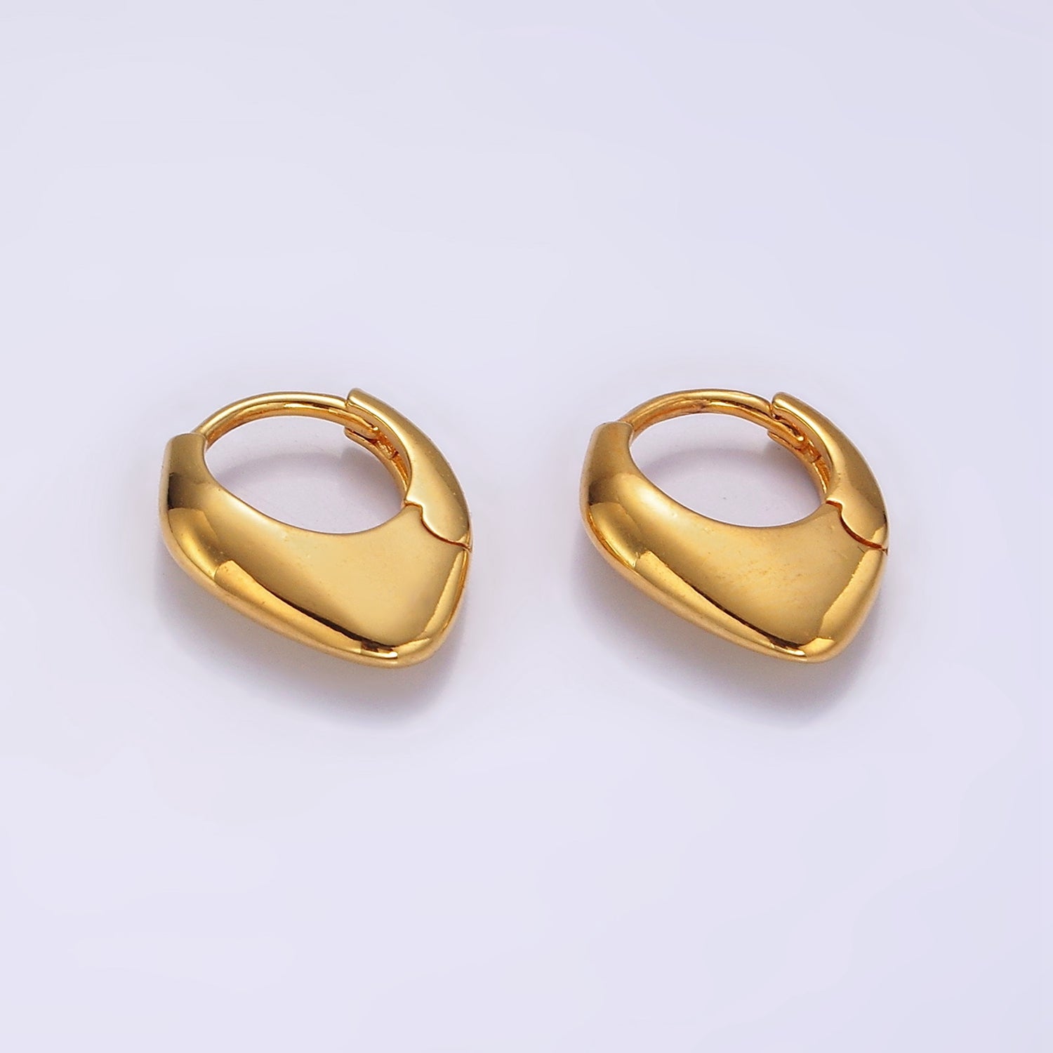 24K Gold Filled Sphere Triangle Dome Huggie Earrings | AE1010