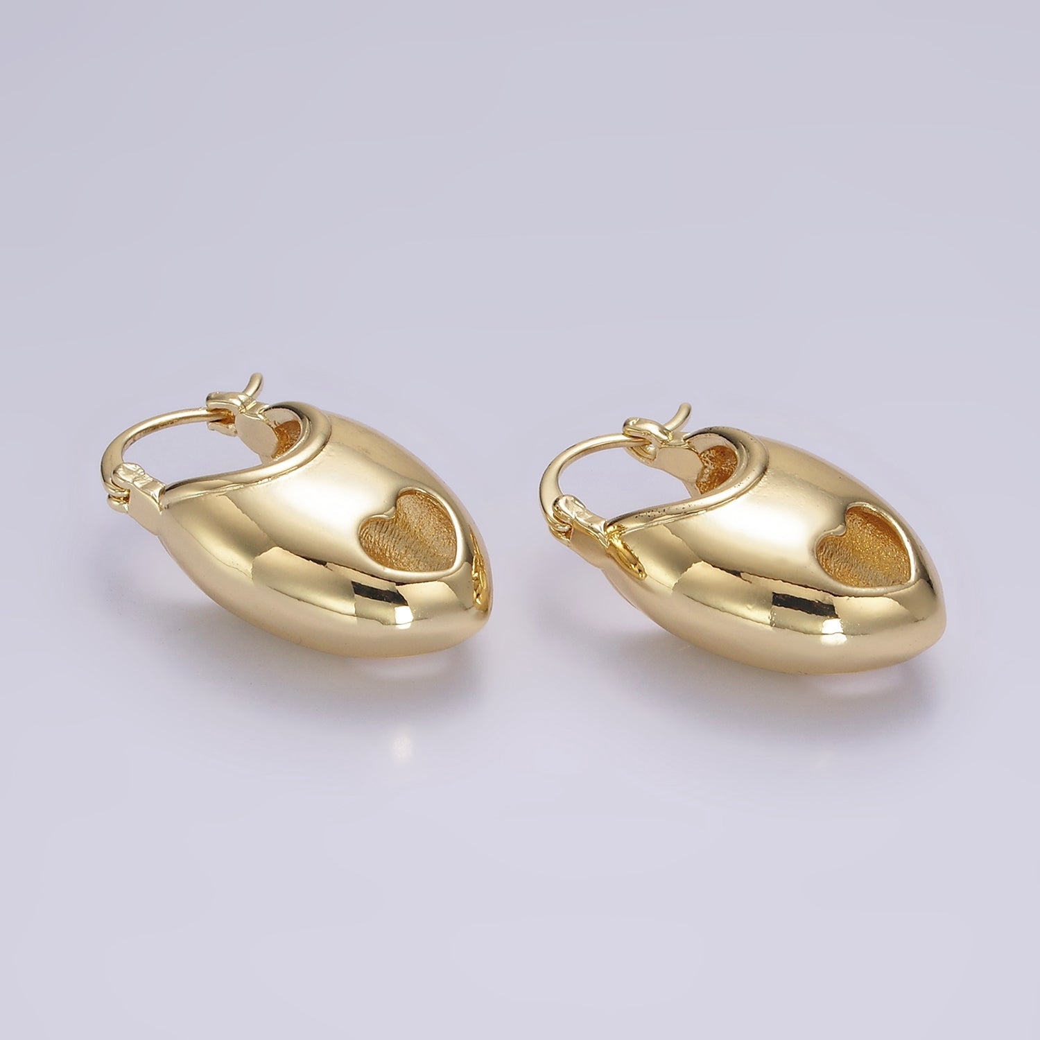 14K Gold Filled 25mm Open Heart Sphere Dome Latch Hoop Earrings | AE168 - DLUXCA