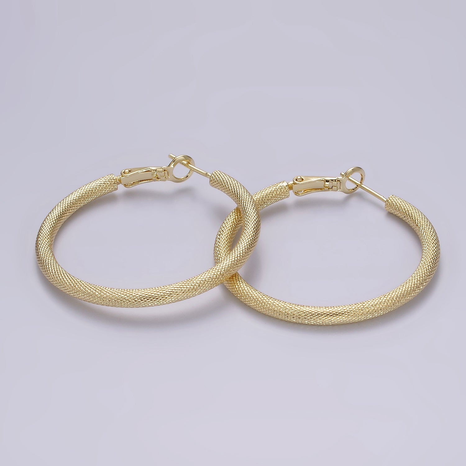 14K Gold Filled 40mm Scale-Textured Hinge Hoop Earrings | AE170 - DLUXCA