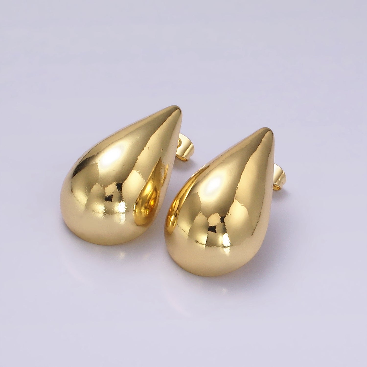 14K Gold Filled 30mm Teardrop Dome Statement Modern Earrings | AE193 - DLUXCA