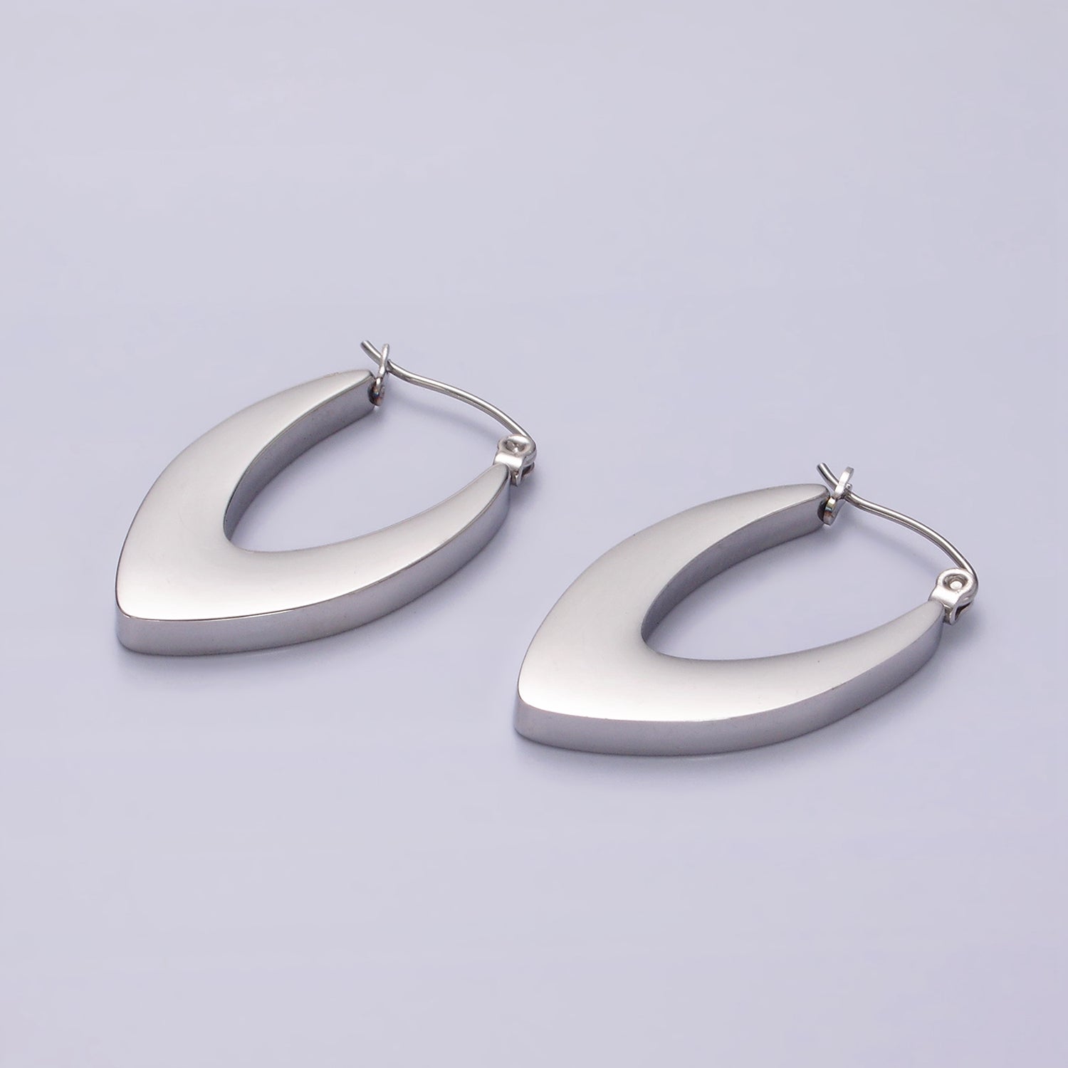 Stainless Steel 30mm U-Shaped Sphere Minimalist Latch Hoop Earrings in Silver & Gold | AE202 AE203 - DLUXCA