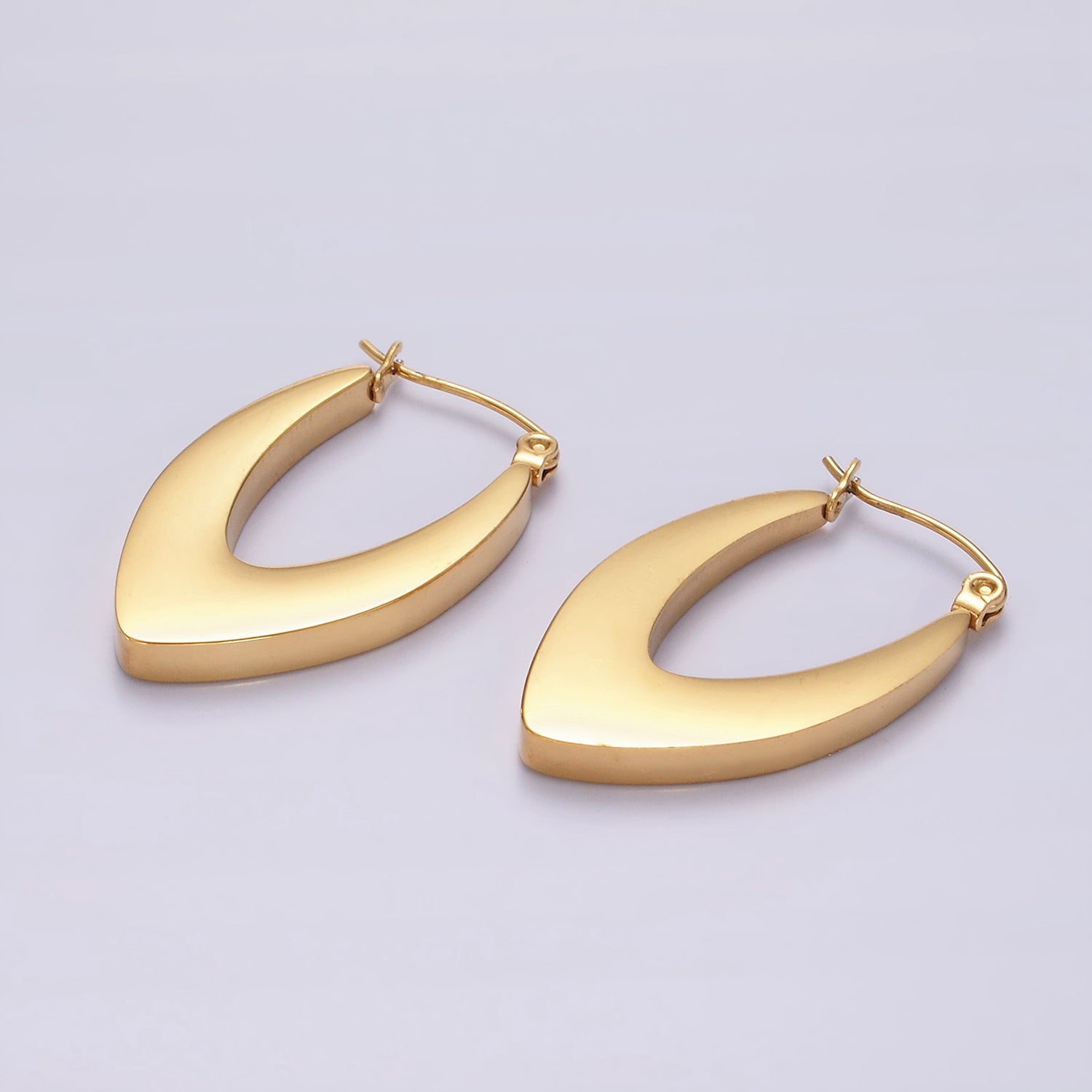 Stainless Steel 30mm U-Shaped Sphere Minimalist Latch Hoop Earrings in Silver & Gold | AE202 AE203