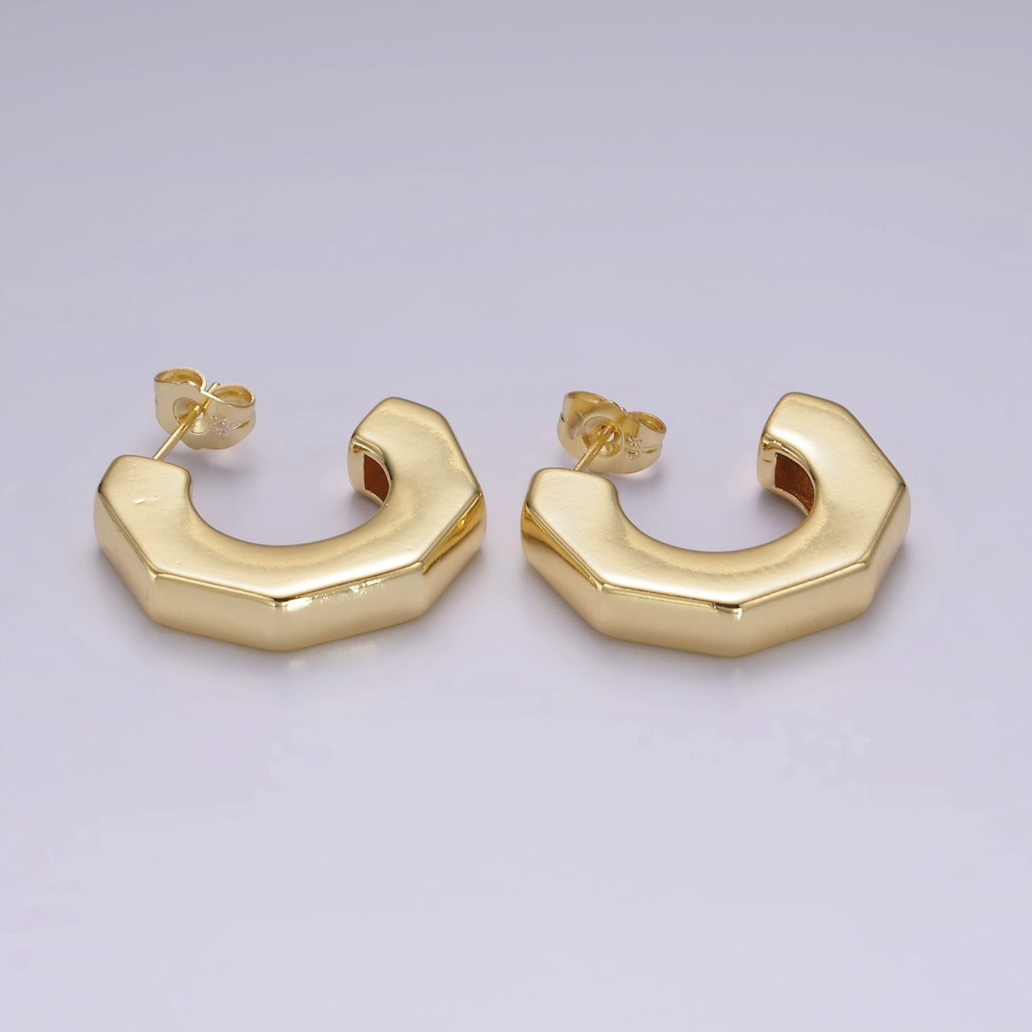 14K Gold Filled 26mm Hexagonal Geometric Hoop Earring | AE325