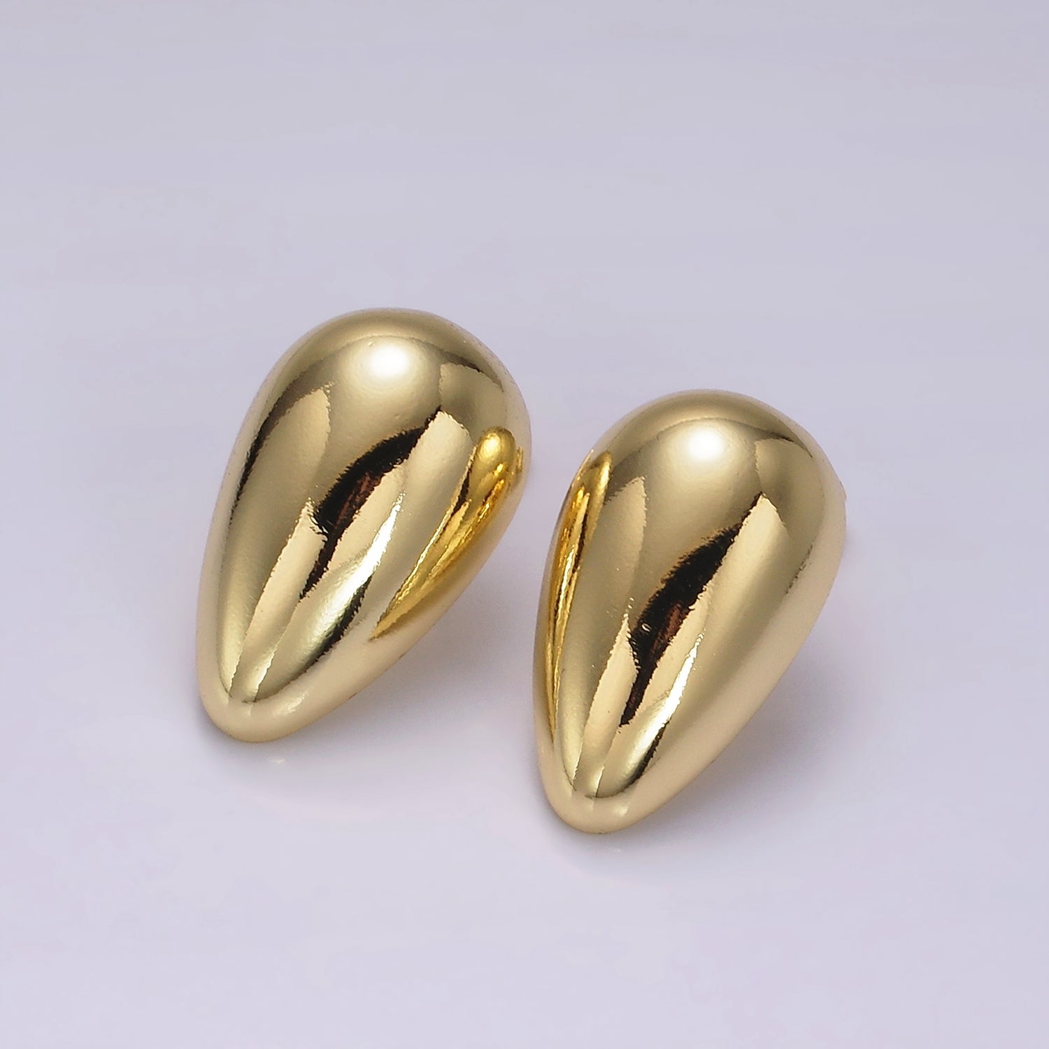 14K Gold Filled 25mm Teardrop Downwards Dome Minimalist Stud Earrings | AE328