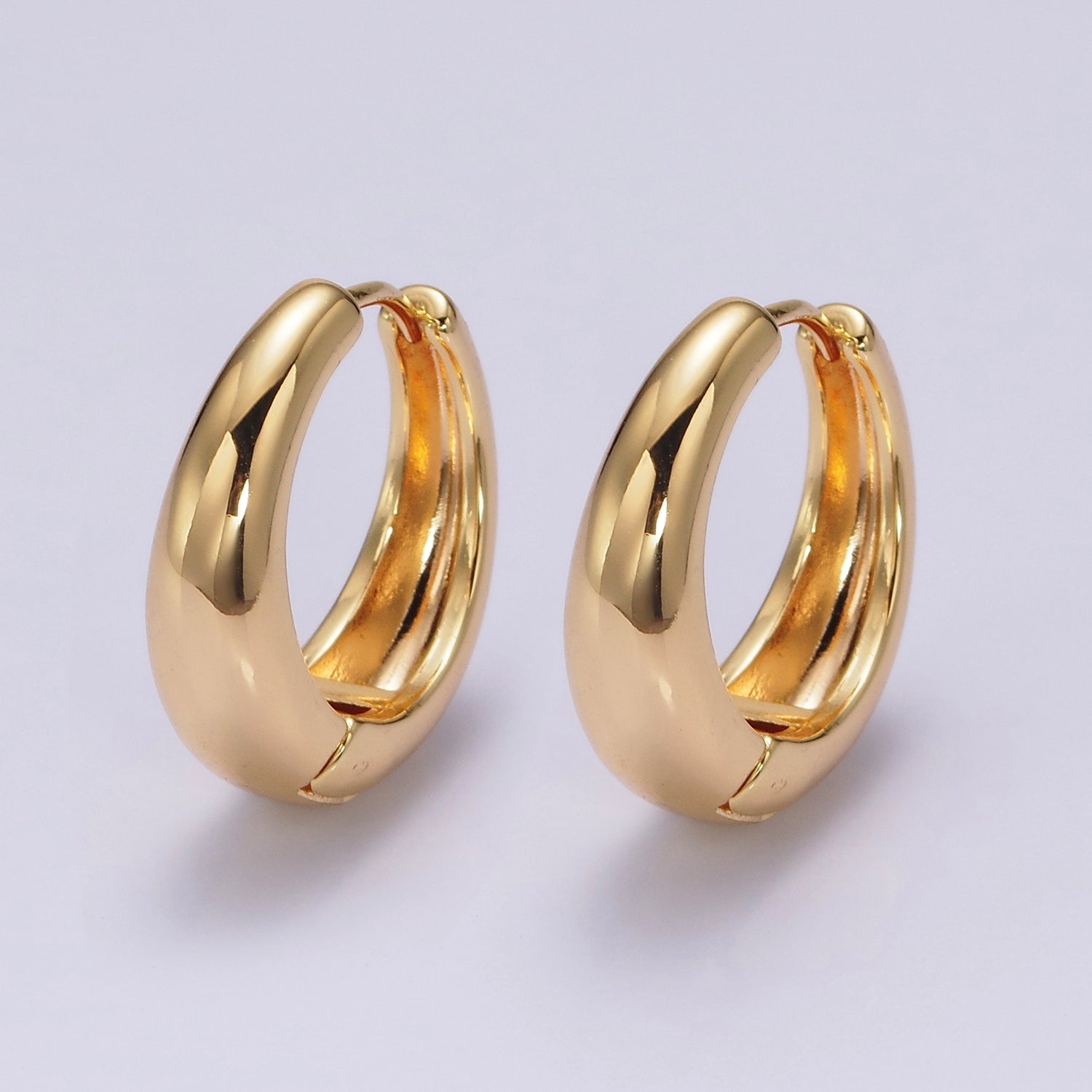 16K Gold Filled 20mm Dome Minimalist Classic Huggie Hoop Earrings | AE352