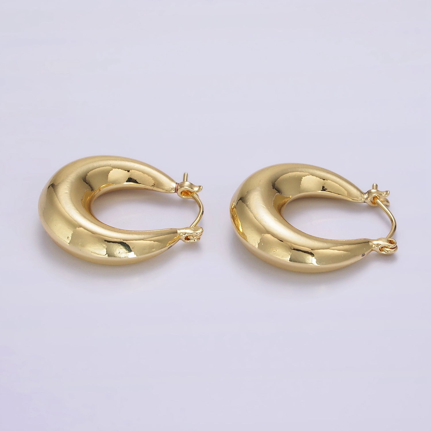 14K Gold Filled 25mm Chubby U-Curved Latch Hoop Earrings | AE357