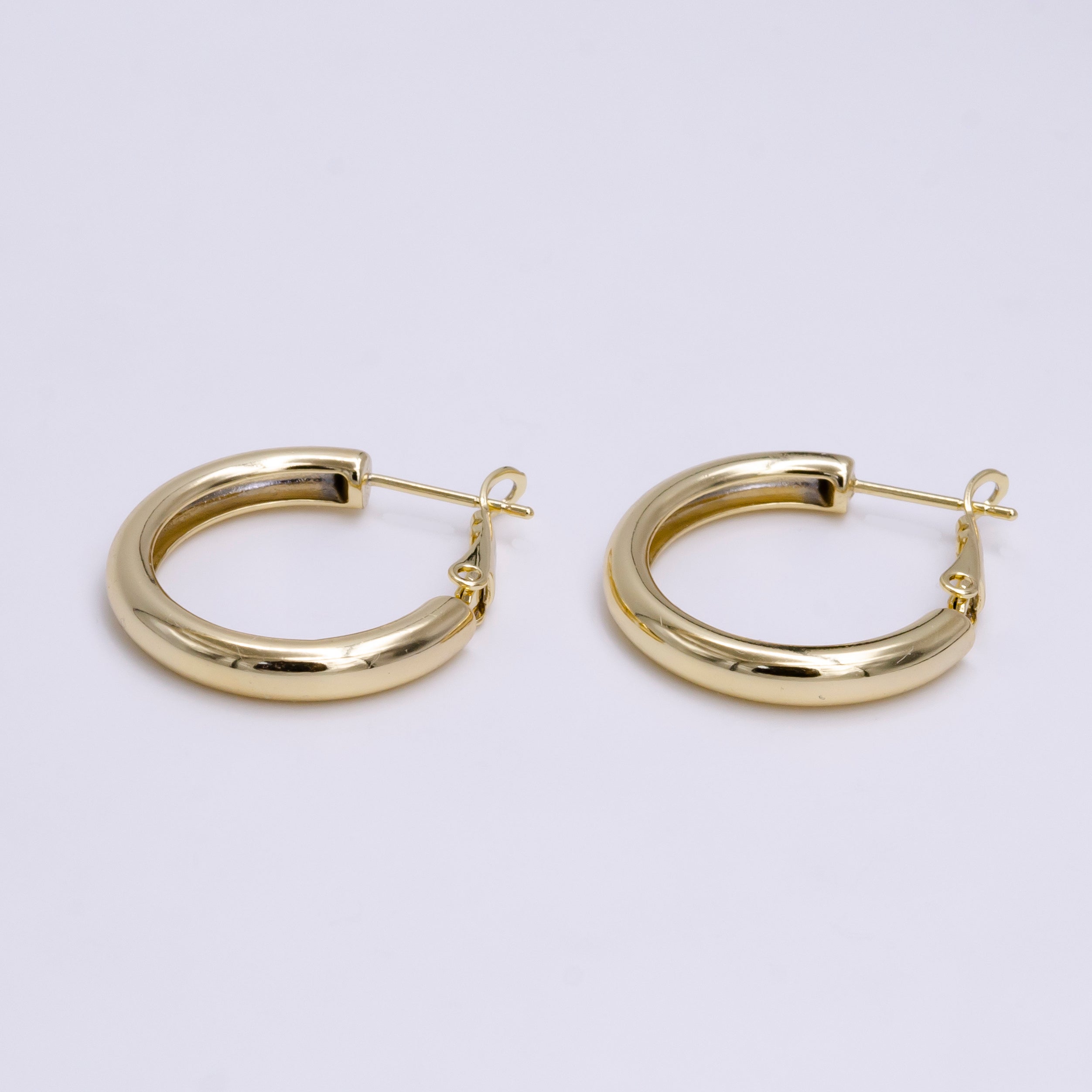 14K Gold Filled 25mm Round Chubby Hinge Hoop Earrings | AE543 - DLUXCA