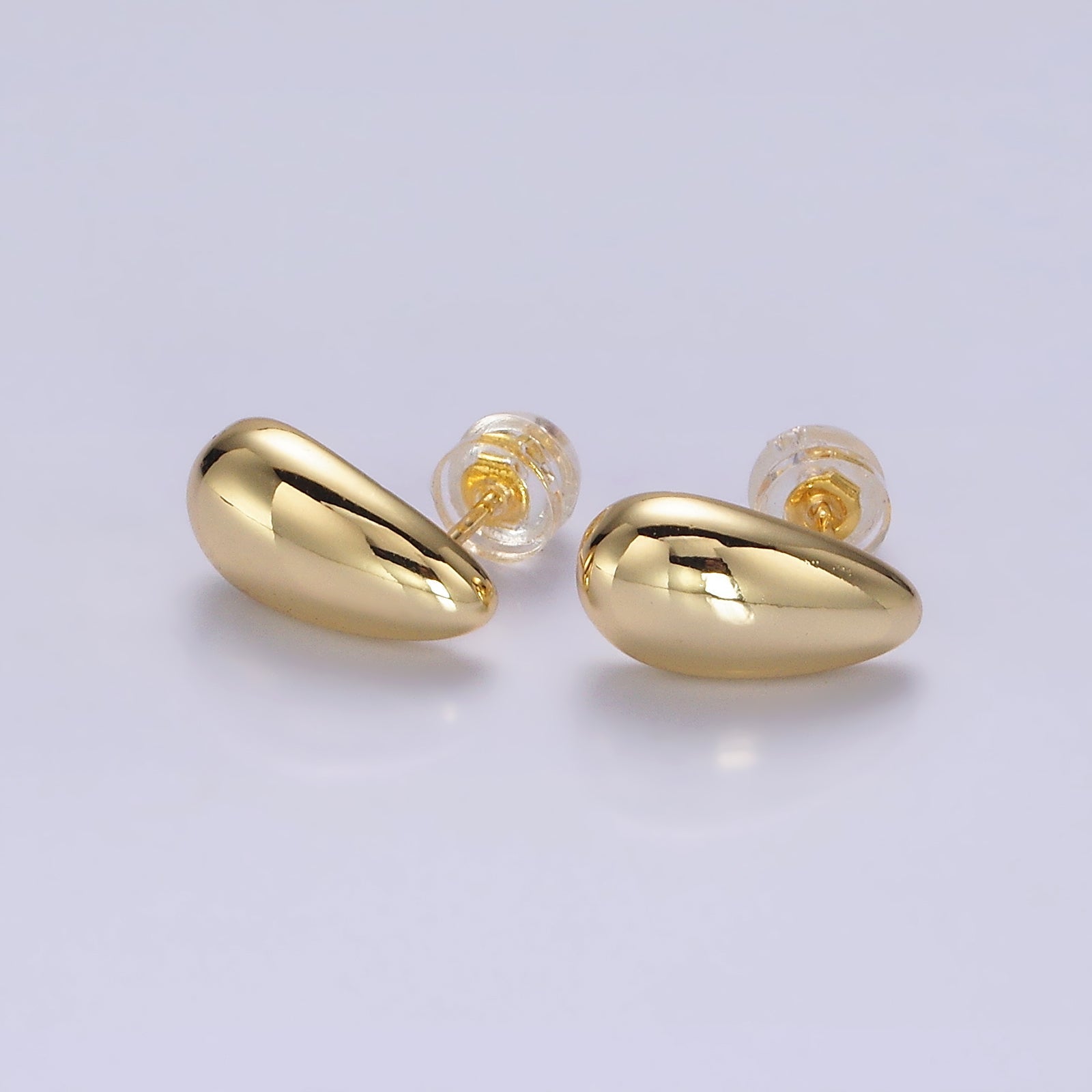 14K Gold Filled 13mm Teardrop Dome Stud Earrings in Silver & Gold | AE753 AE754 - DLUXCA