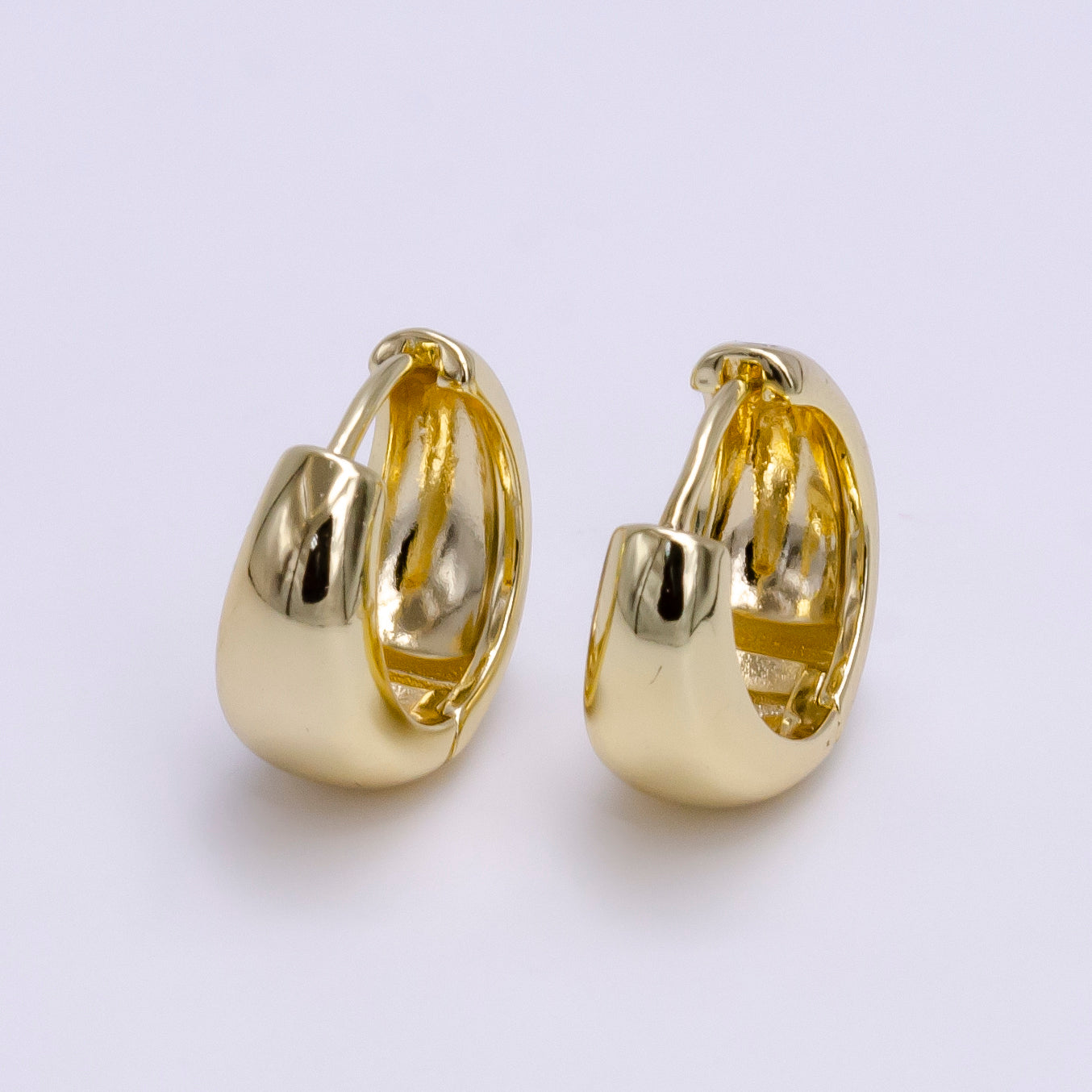 14K Gold Filled 15mm Dome Minimalist Huggie Earrings | AE783 - DLUXCA