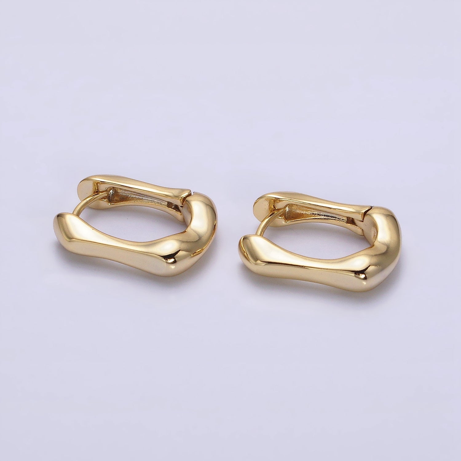 14K Gold Filled 14mm Geometric Molten Oblong Hoop Earrings | AE818 - DLUXCA