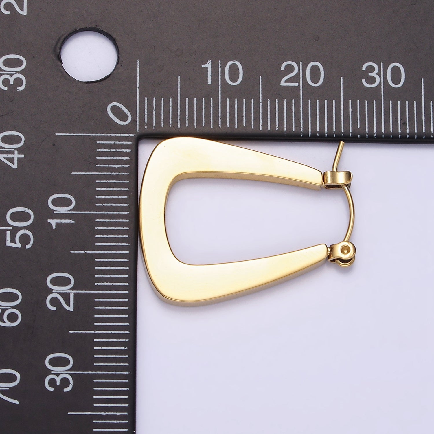 Stainless Steel 25mm Triangle Curved U-Shaped Latch Earrings in Silver & Gold | AE863 AE864 - DLUXCA