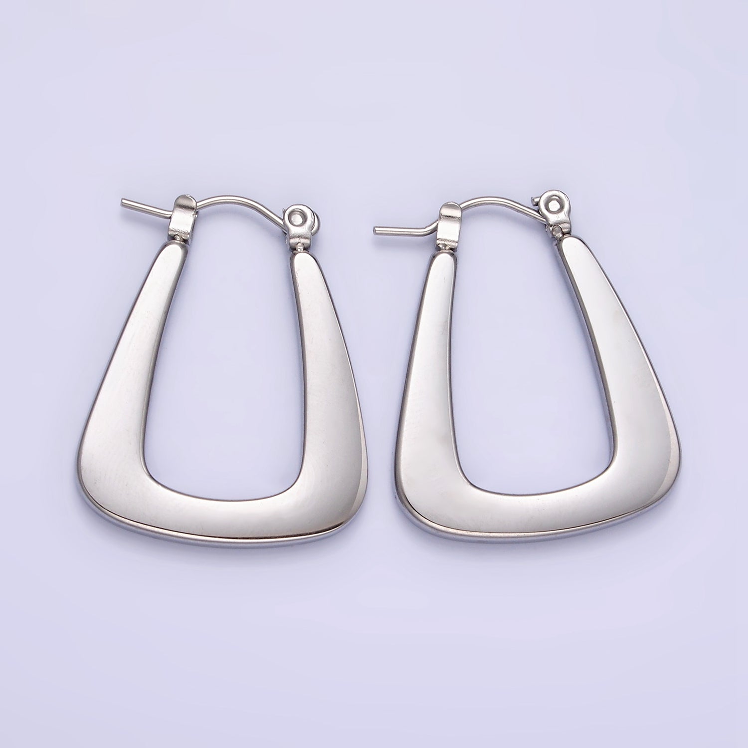 Stainless Steel 25mm Triangle Curved U-Shaped Latch Earrings in Silver & Gold | AE863 AE864 - DLUXCA