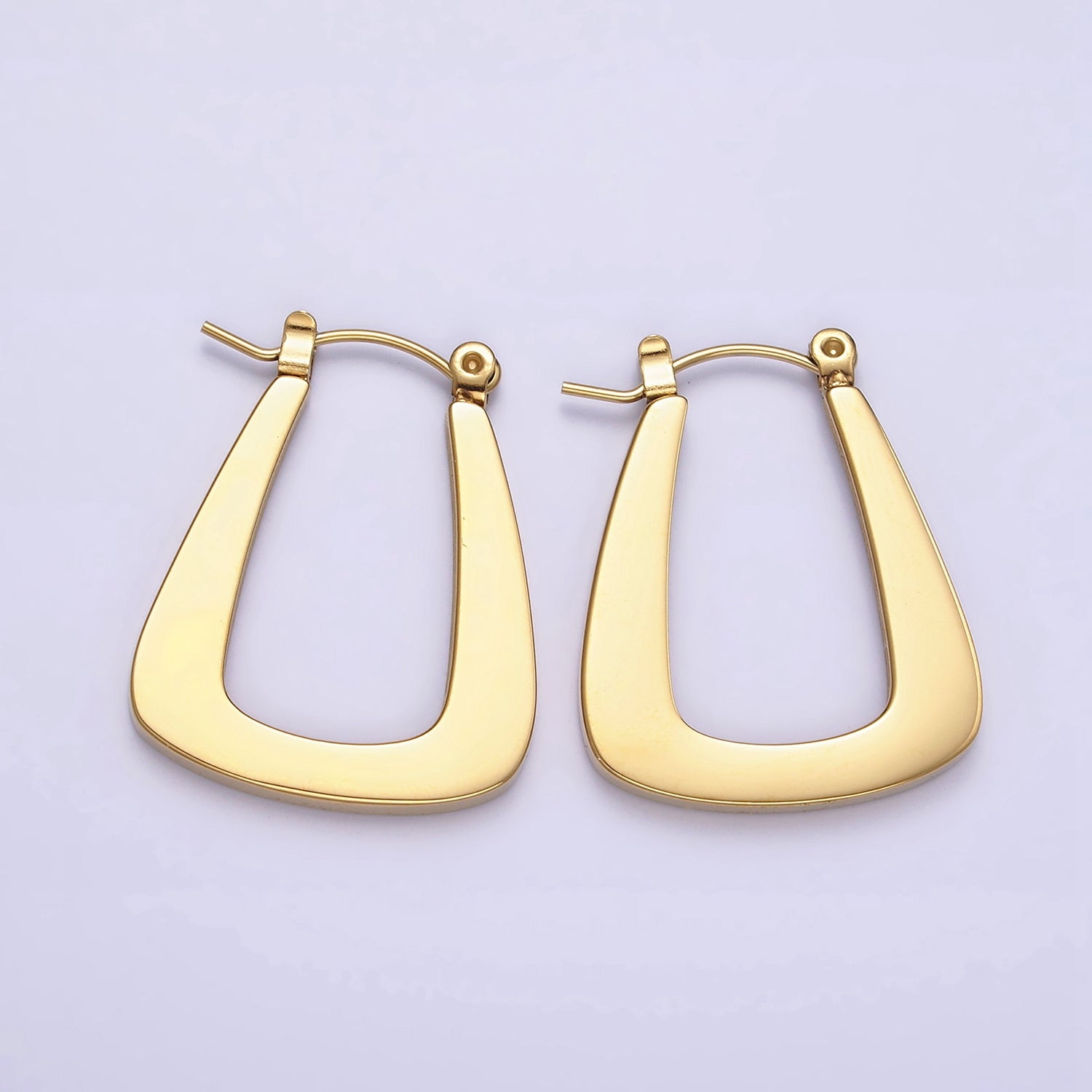 Stainless Steel 25mm Triangle Curved U-Shaped Latch Earrings in Silver & Gold | AE863 AE864