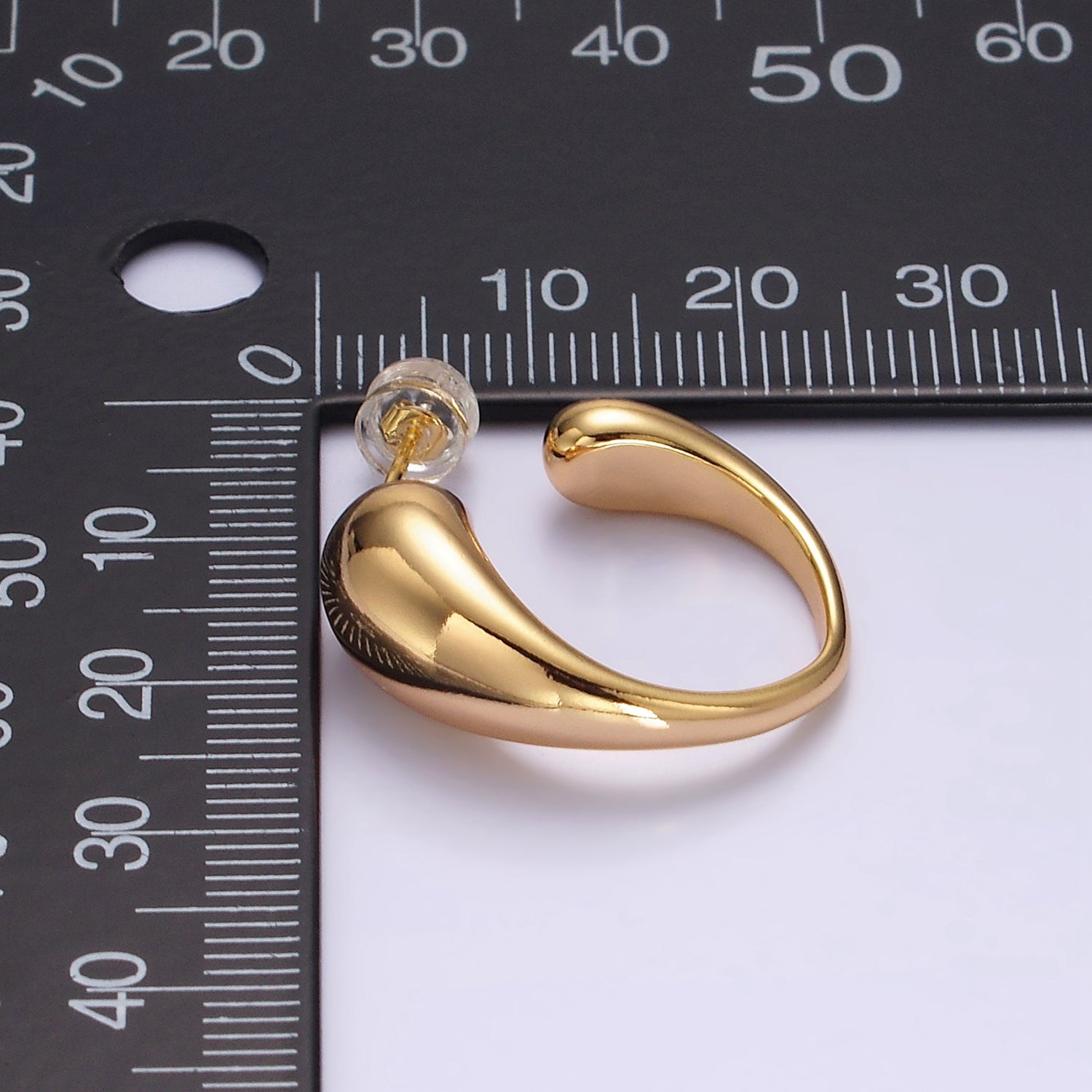 16K Gold Filled 25mm Chubby Molten Drip C-Shaped Hoop Earrings | AE890 - DLUXCA