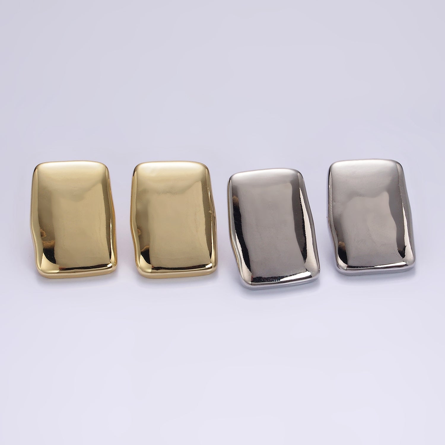 14K Gold Filled Rectangular Bar Stud Earrings in Gold & Silver | AE941 AE942 - DLUXCA