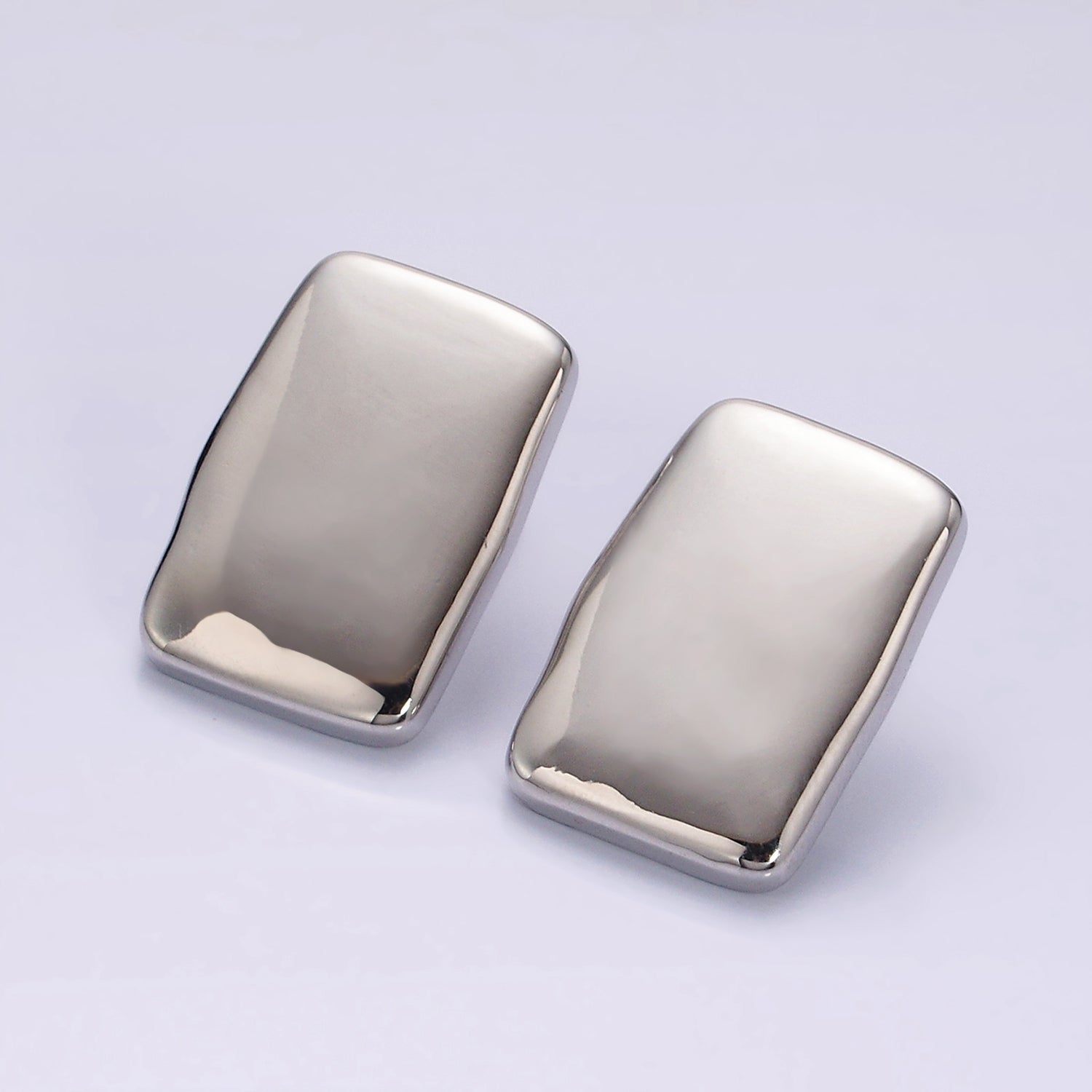 14K Gold Filled Rectangular Bar Stud Earrings in Gold & Silver | AE106 AE107