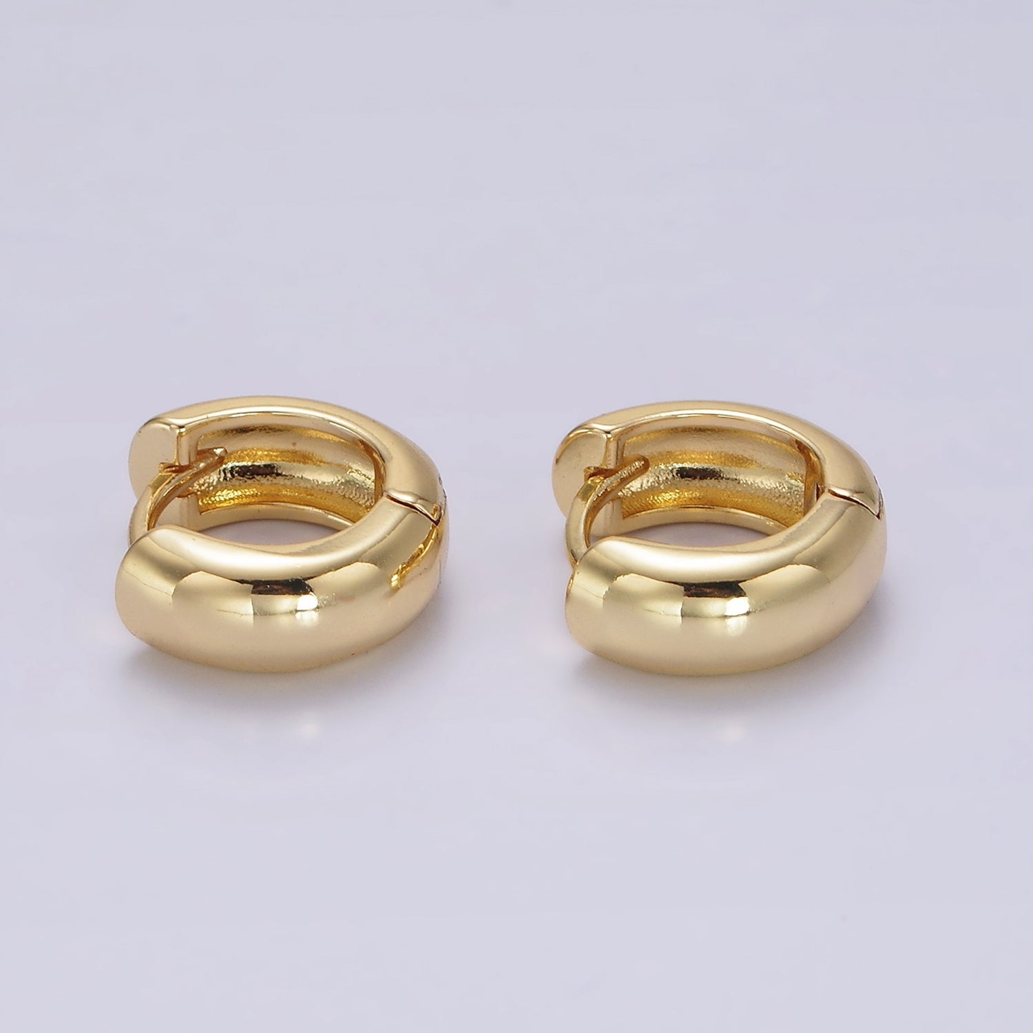 14K Gold Filled 14mm Chubby Minimalist Huggie Earrings | AE989 - DLUXCA