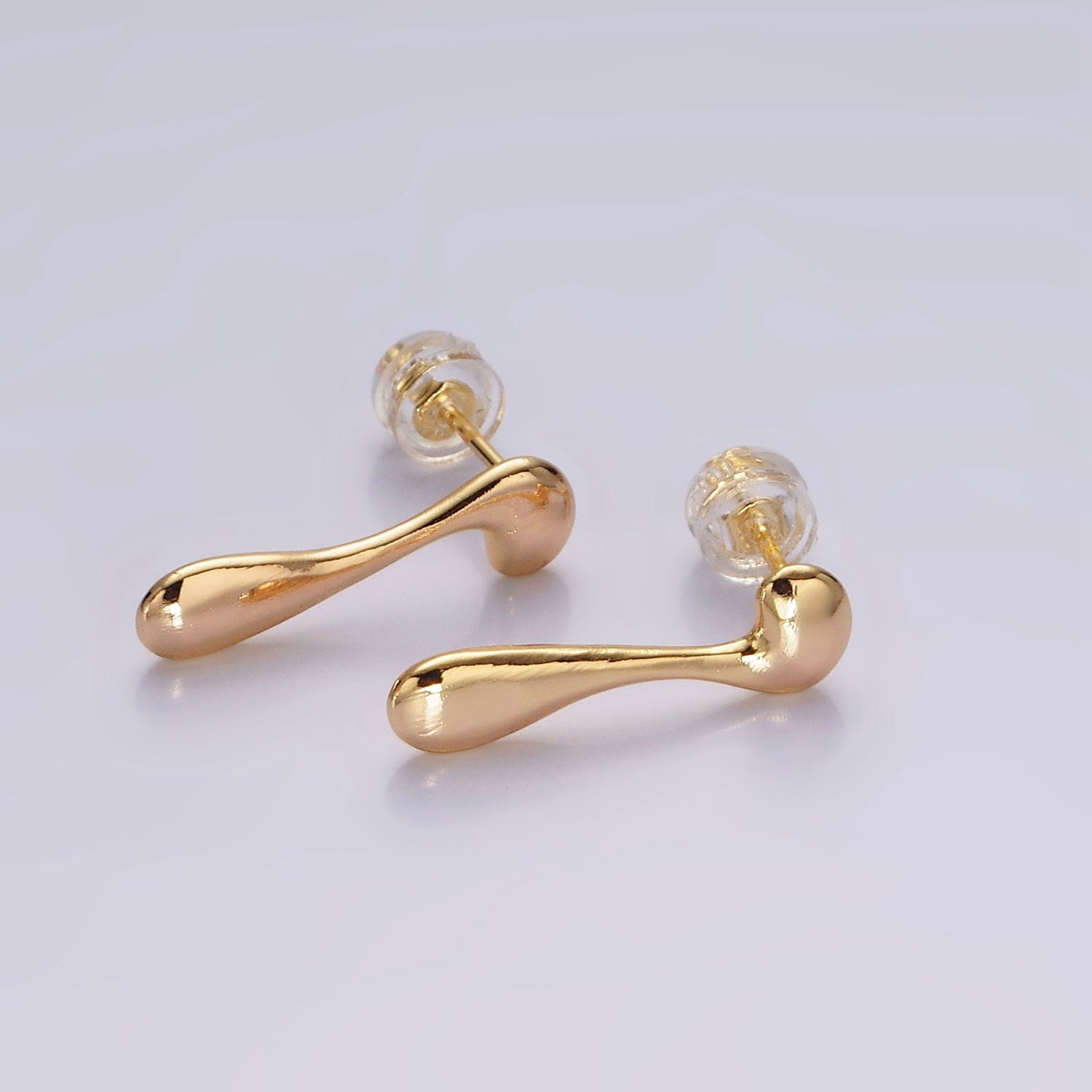 14K Gold Filled 20mm Minimalist Molten Drip Drop Stud Earrings | AE992 - DLUXCA