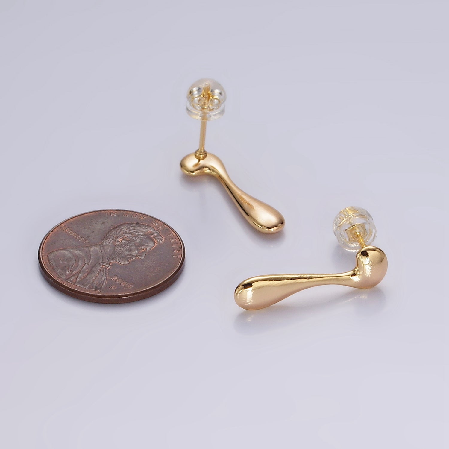 14K Gold Filled 20mm Minimalist Molten Drip Drop Stud Earrings | AE992 - DLUXCA