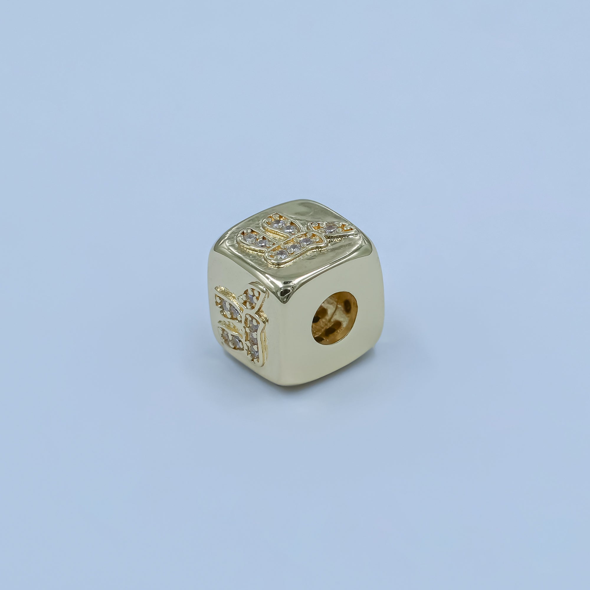 24K Gold Filled "Chai" Hebrew Letter Micro Paved CZ Bead | B239