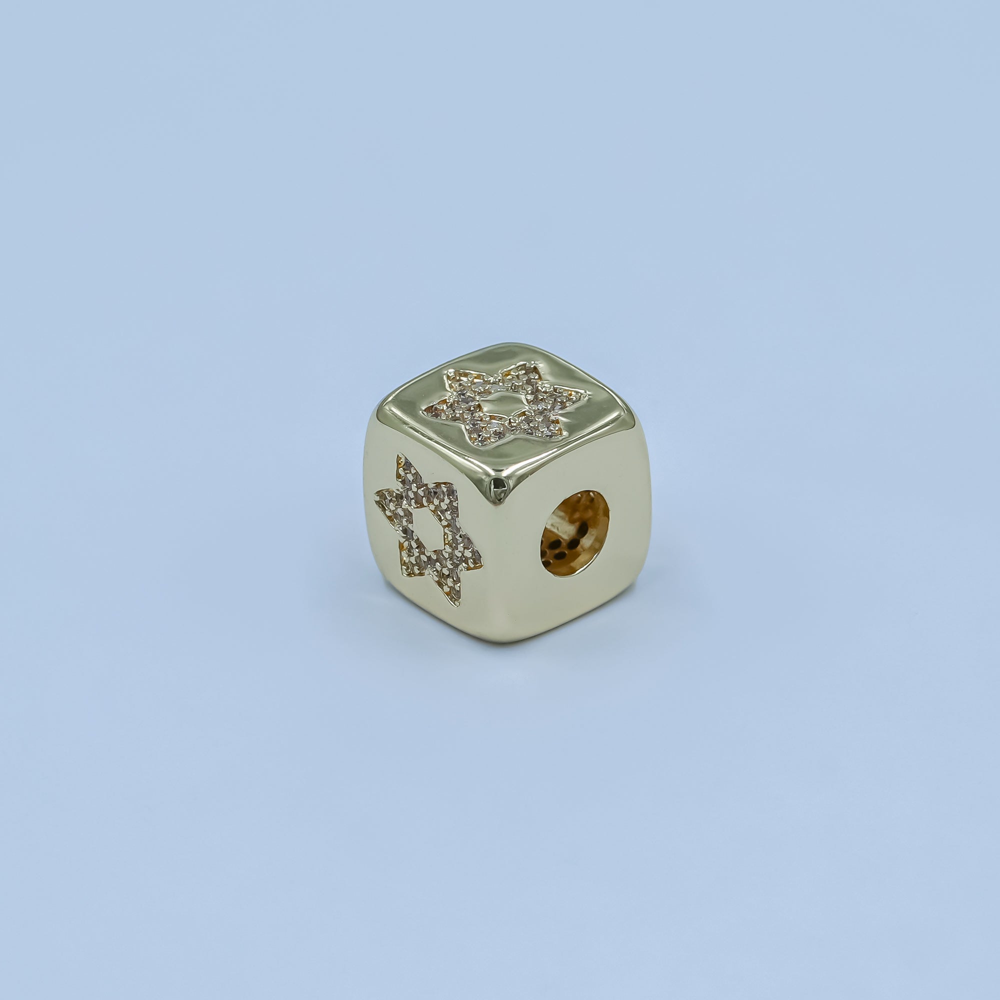 24K Gold Filled Micro Paved CZ Star of David Bead | B241