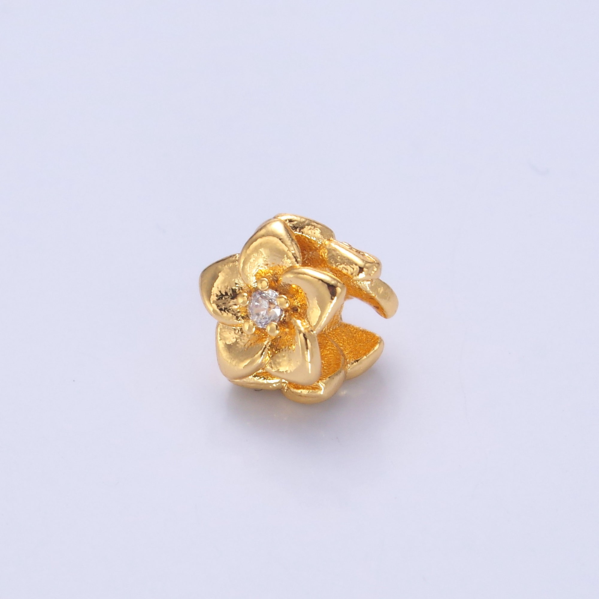 24K Gold Filled CZ Daffodil Flower Bead in Gold & Silver | B242