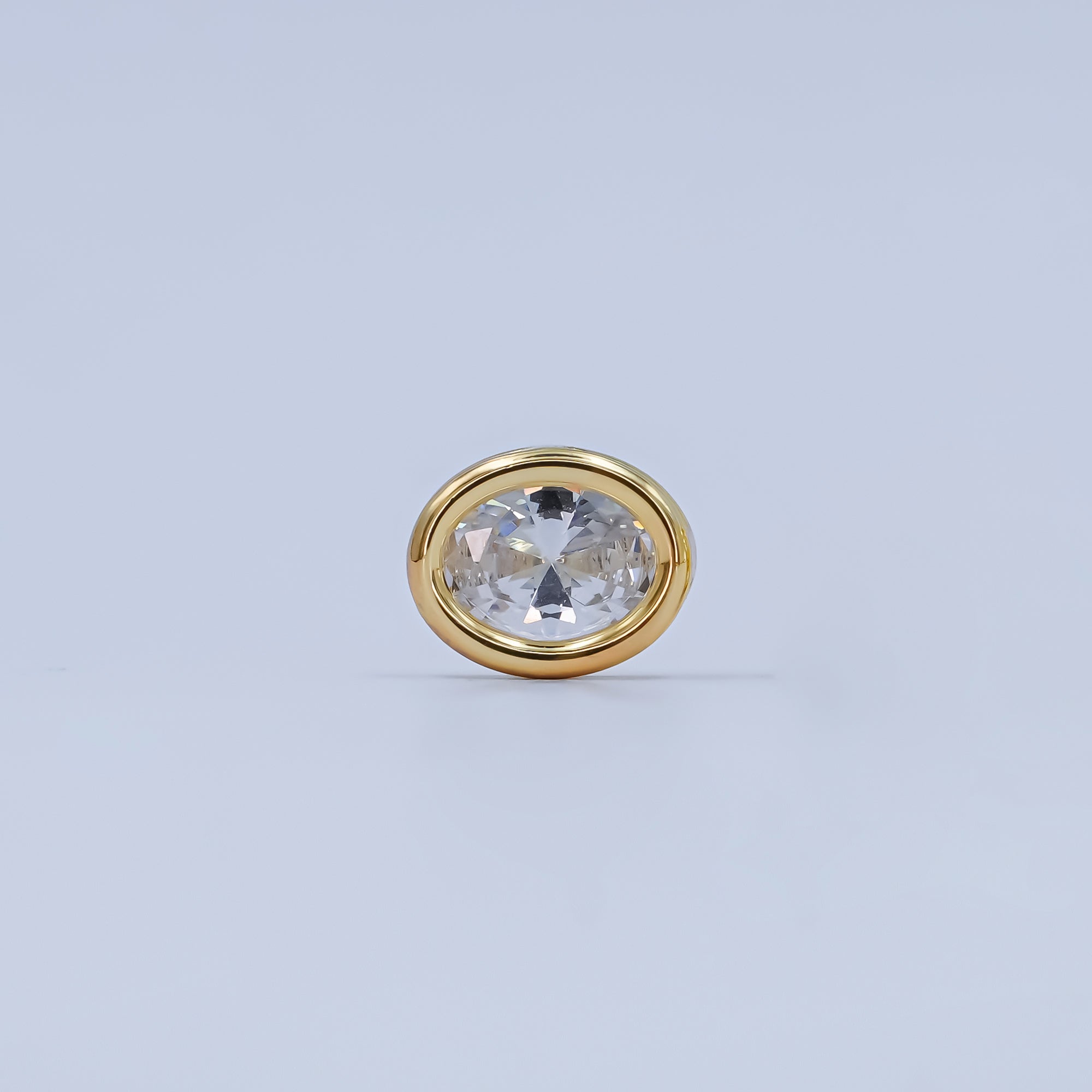24K Gold Filled Clear CZ Oval Bezel Bead | B301