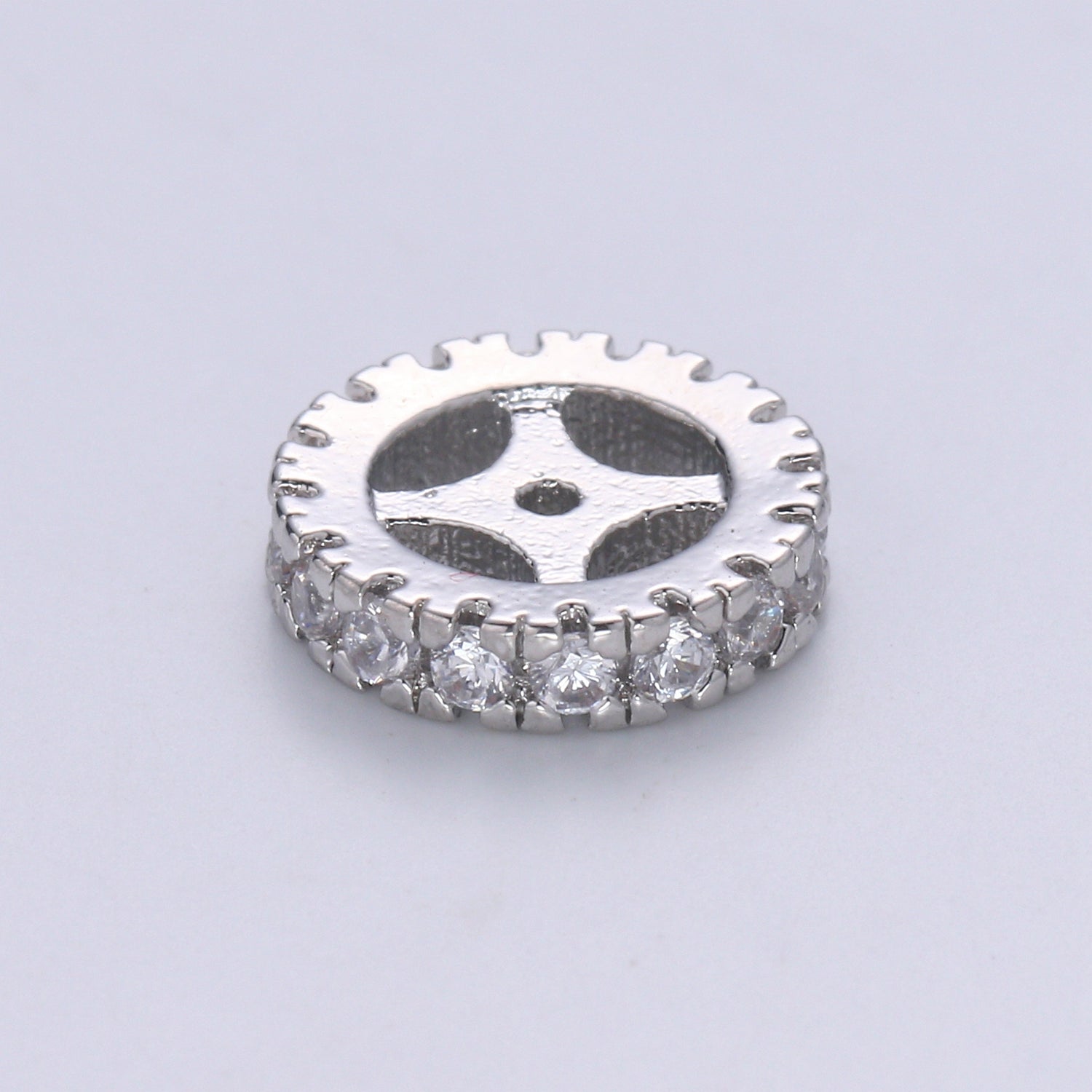 Cubic Zirconia Rondelle - Cz Beads - Crystal Spacers - Gold Rhinestone Spacer Beads Silver Bead Spacer Charm for Necklace Bracelet B-508