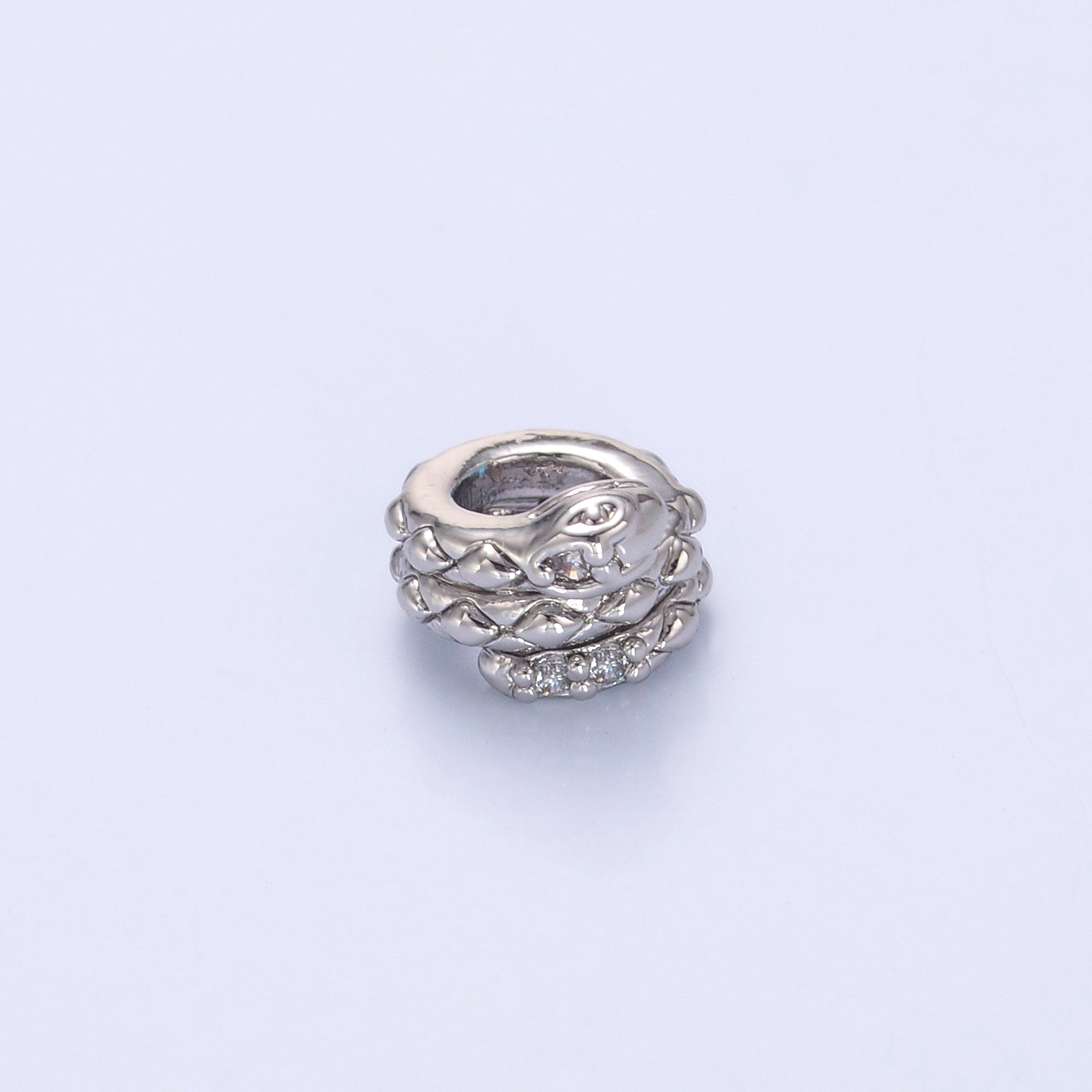 24K Gold Filled Clear CZ Snake Serpent Rondelle Bead in Gold & Silver | B634