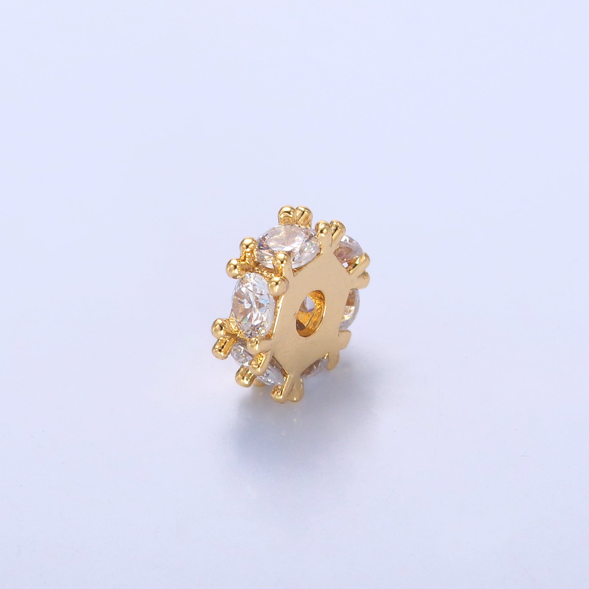 24K Gold Filled Clear CZ Rhondelle Bead in Gold & Silver | B635