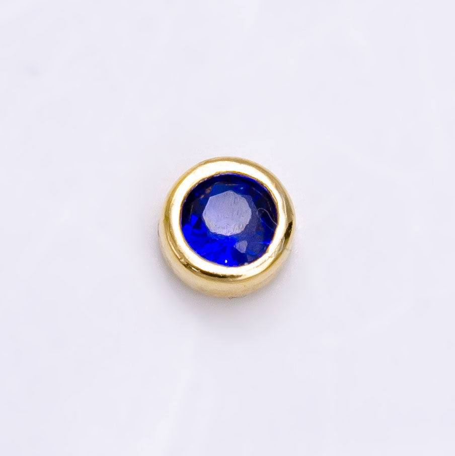 Gold Filled Personalized Locket Bead: 4mm Birthstone Bezel CZ | B-930~935