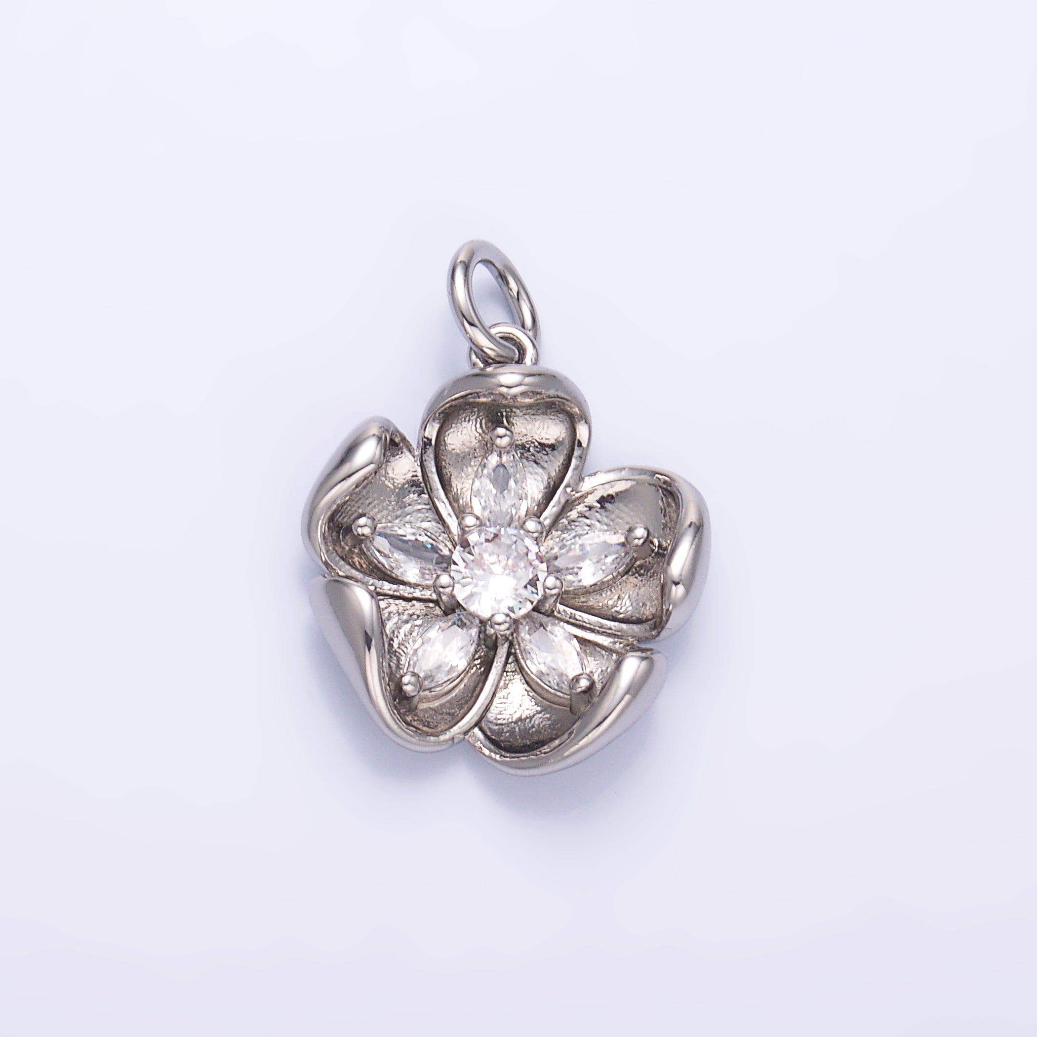 24K Gold Filled CZ Flower Mini Charm in Gold & Silver | C014