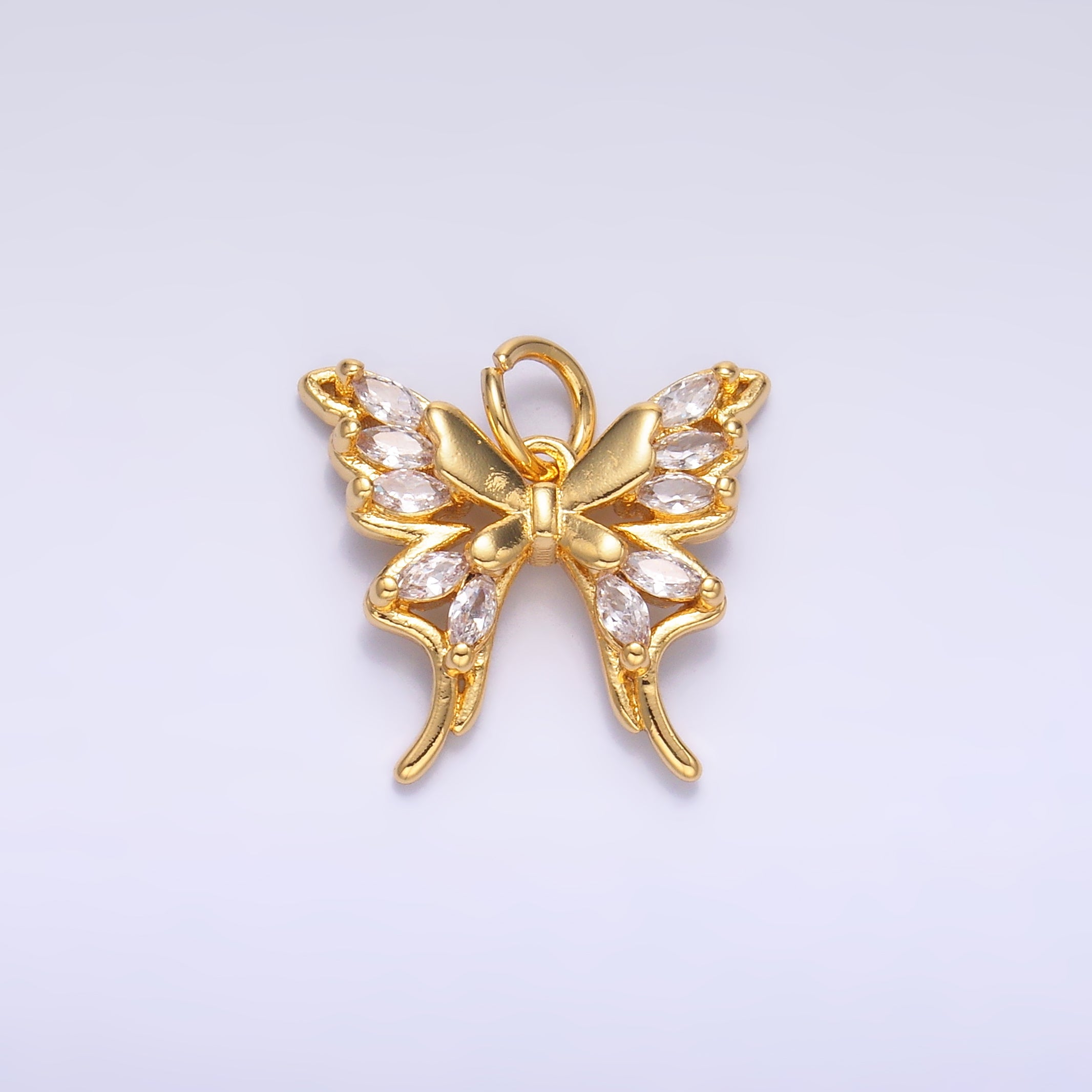 24K Gold Filled Marquise CZ Butterfly Charm in Gold & Silver | C020