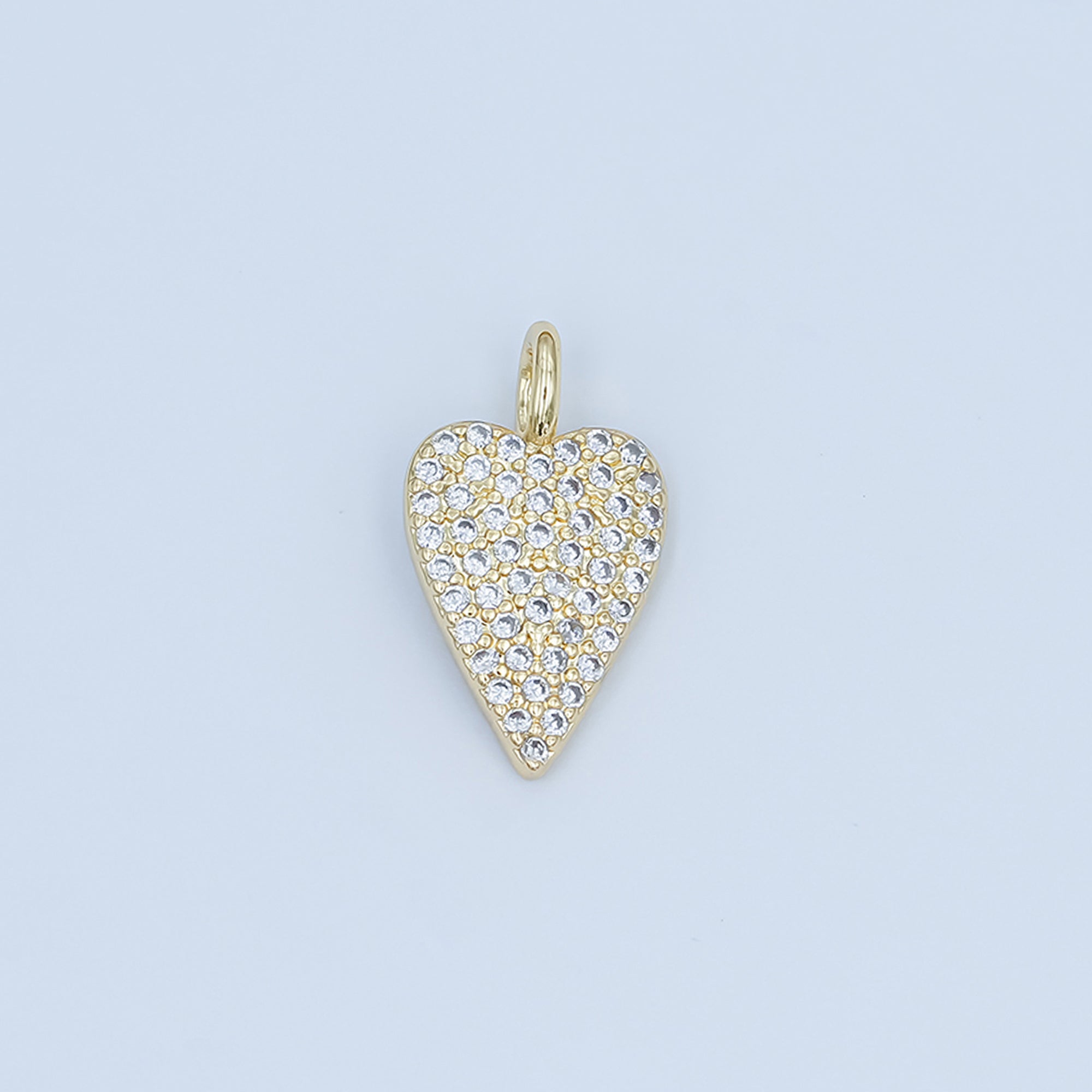 24K Gold Filled Micro Paved CZ Heart Pendant | C025