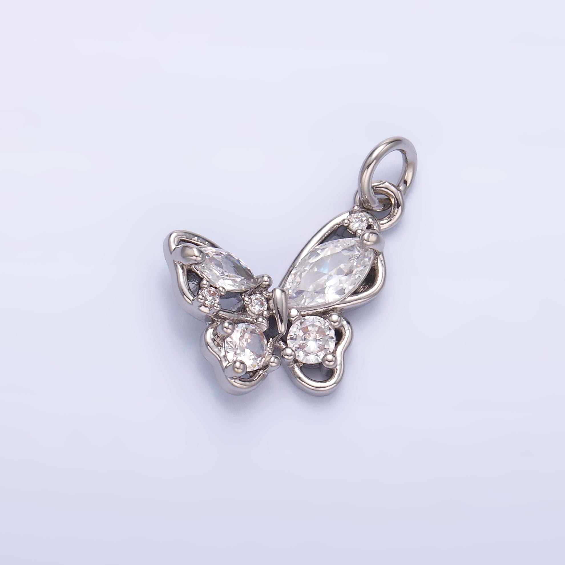 24K Gold Filled Cluster CZ Butterfly Insect Mini Charm in Gold & Silver | C034