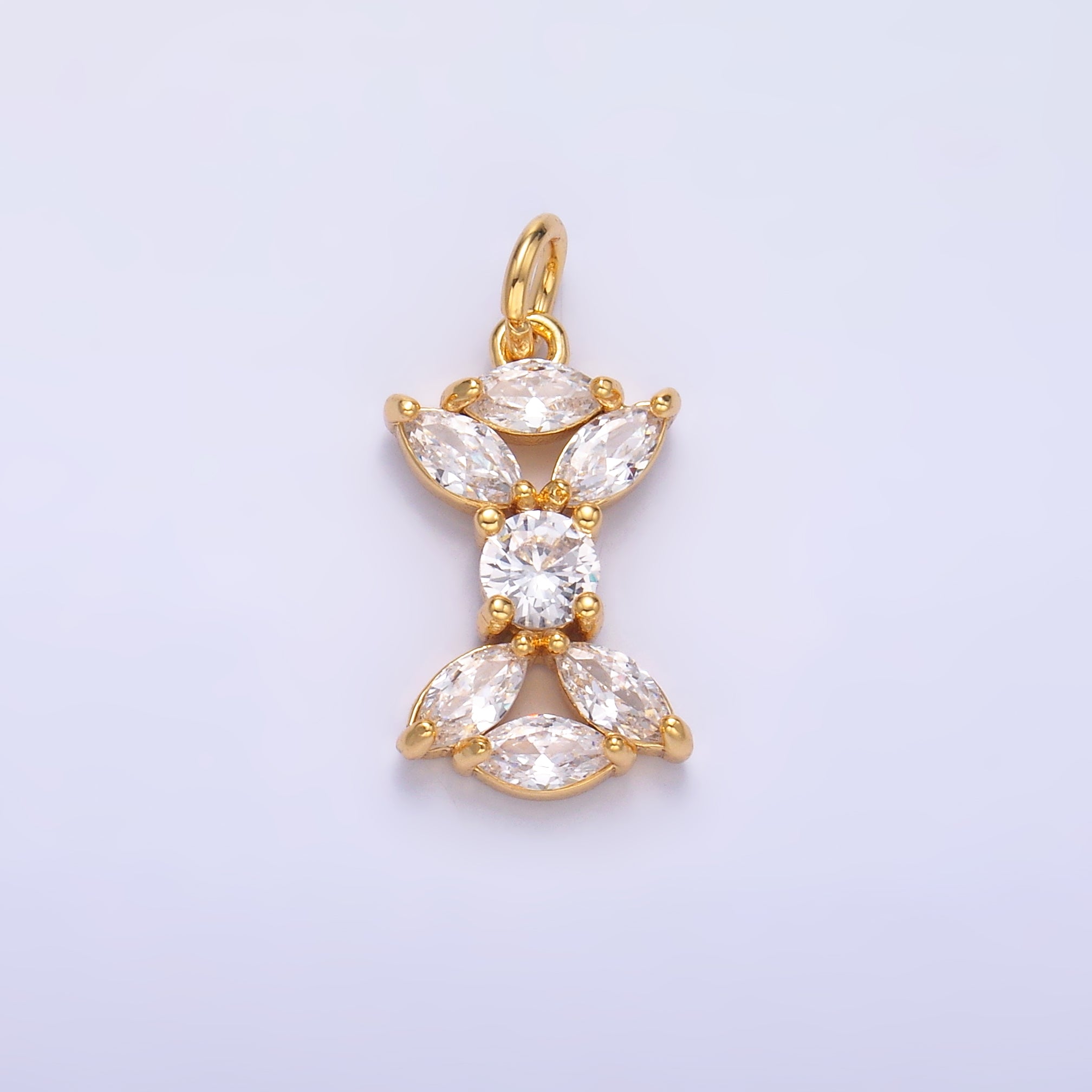 24K Gold Filled Marquise CZ Cluster Geometric Mini Charm in Gold & Silver | C035